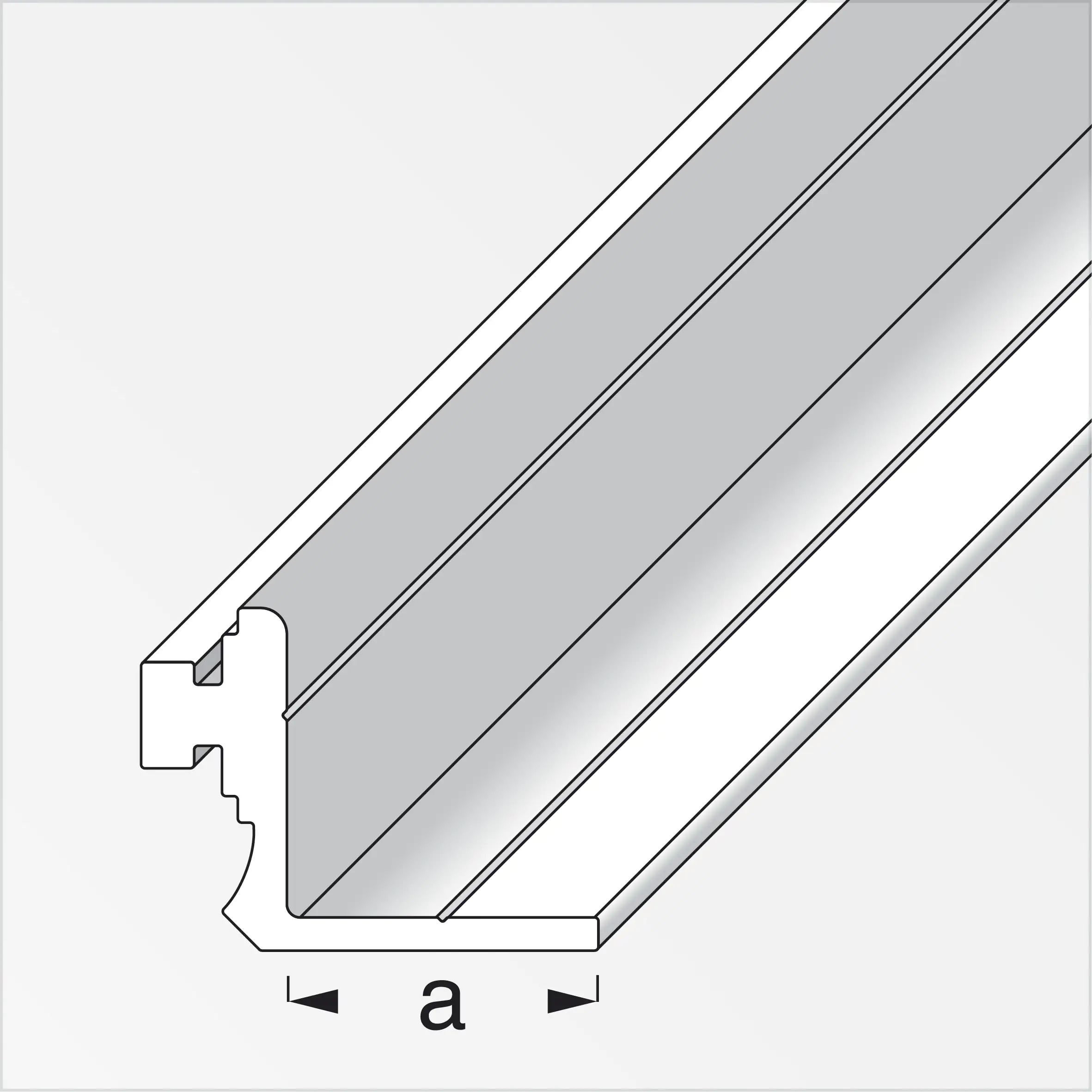 coaxis®-Anschlag-Profil 1 m, 23.5 mm Aluminium roh blank
