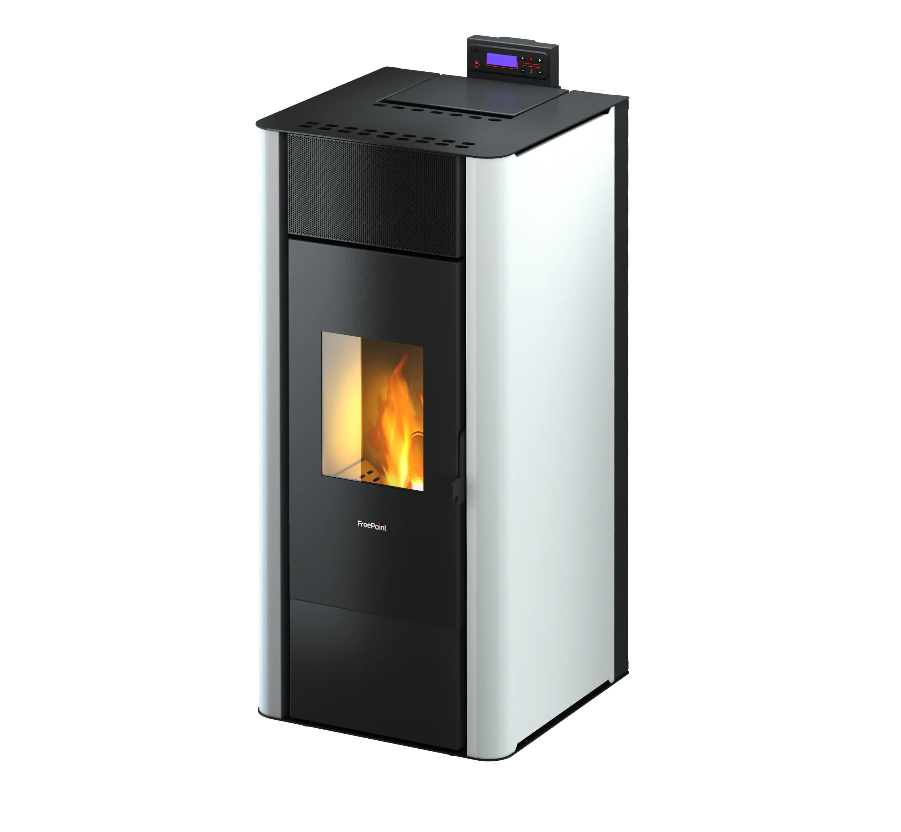 FreePoint wasserführender Pelletofen Tesis 23 weiß schwarz bis 22,8 kW Heizleistung