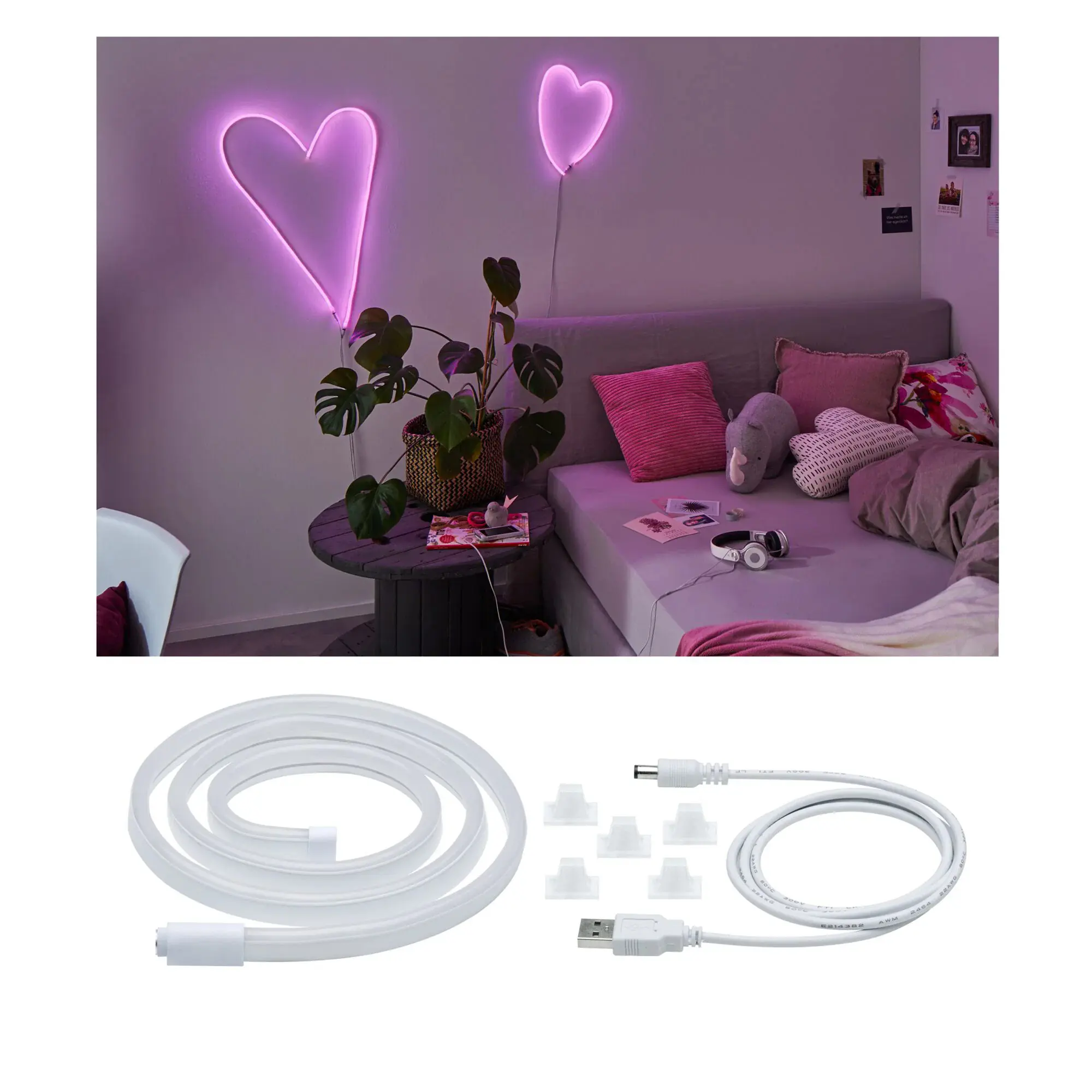 Paulmann LED-Streifen Neon Colorflex Herz 1 m 4,5 W pink