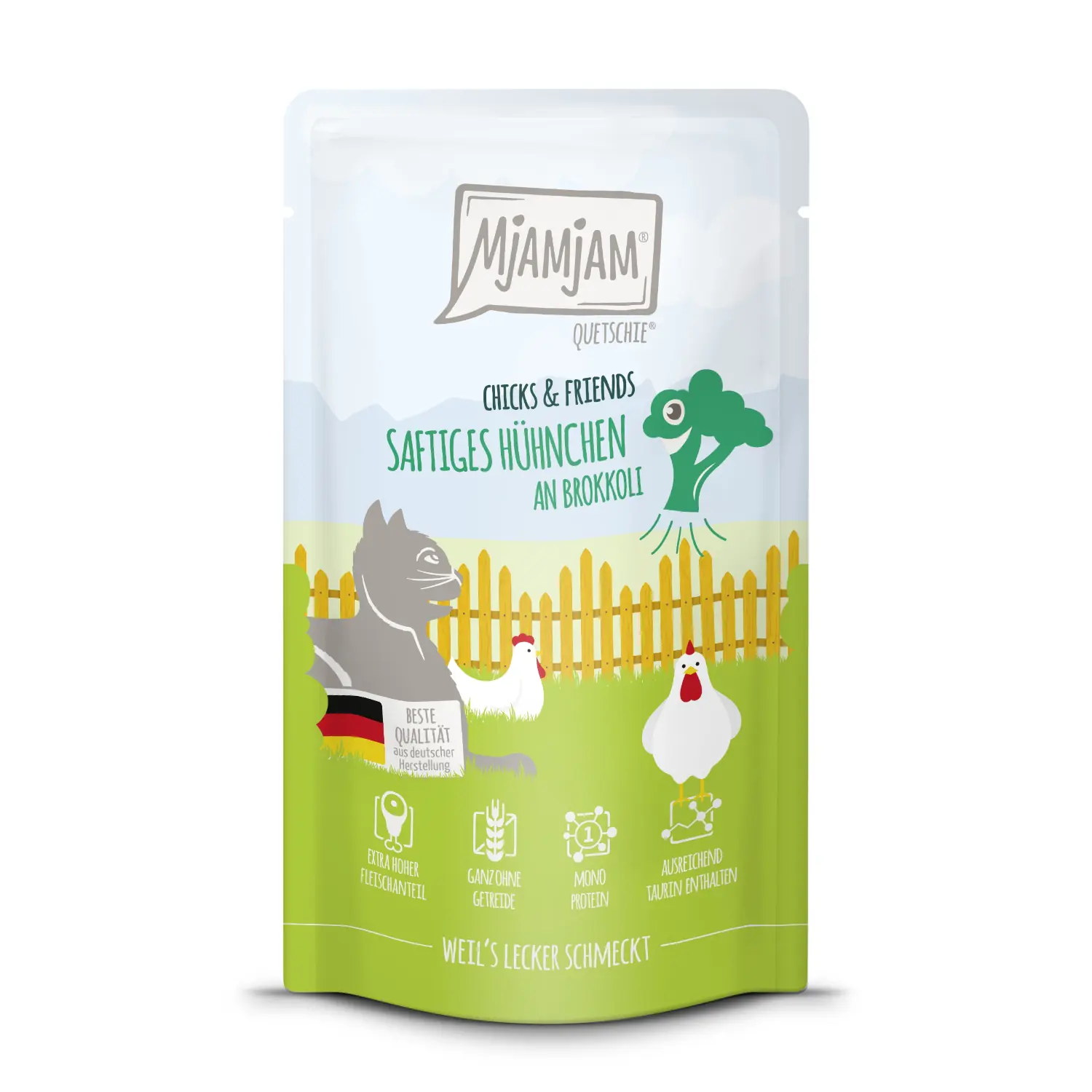 MjAMjAM Katzennassfutter Adult getreidefrei 125 g Huhn & Brokkoli
