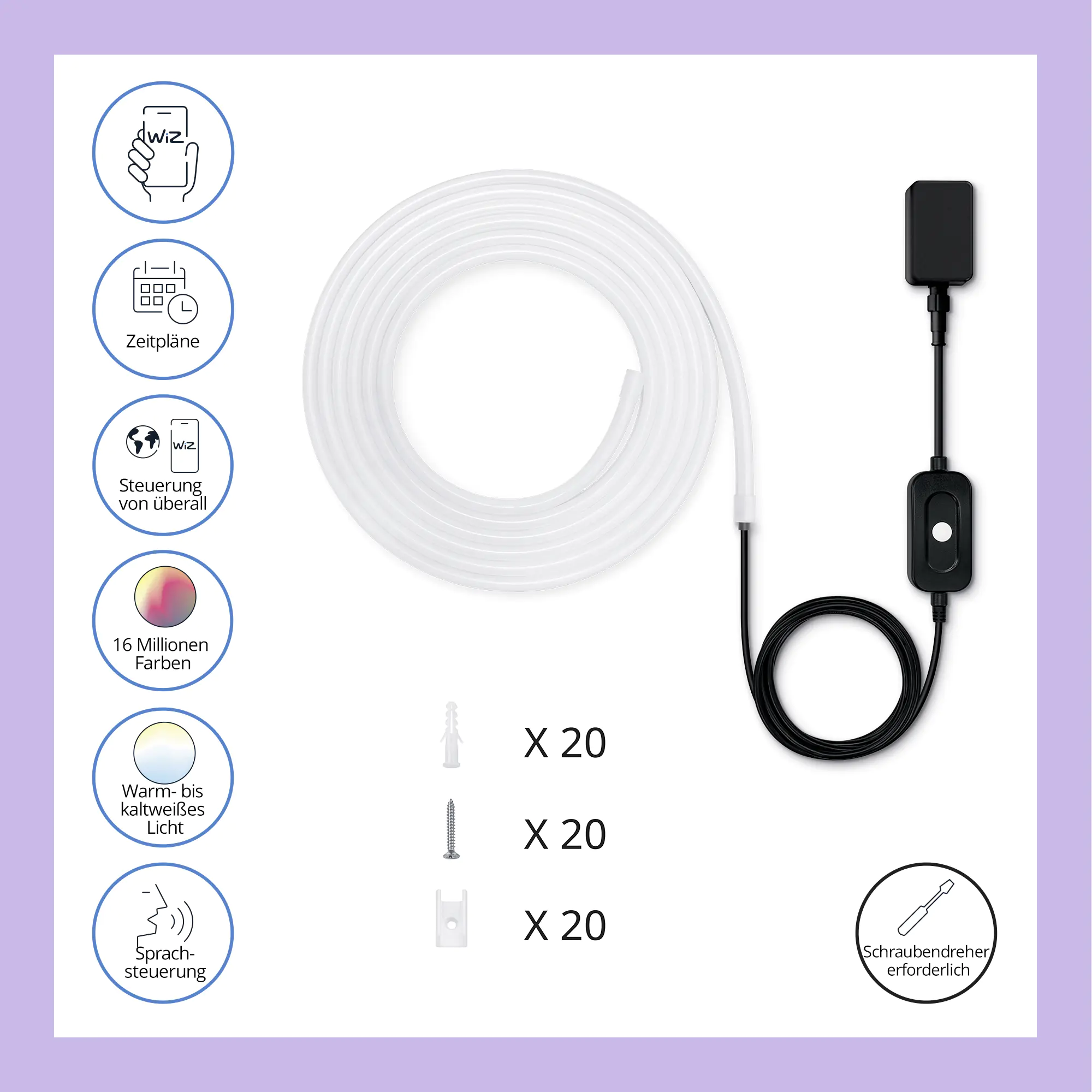 WiZ LED-Streifen White & Color 1-flammig weiß Farbwechsler 