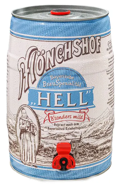 Mönchshof Bier Hell 5 l Party-Fass mit Zapfhahn