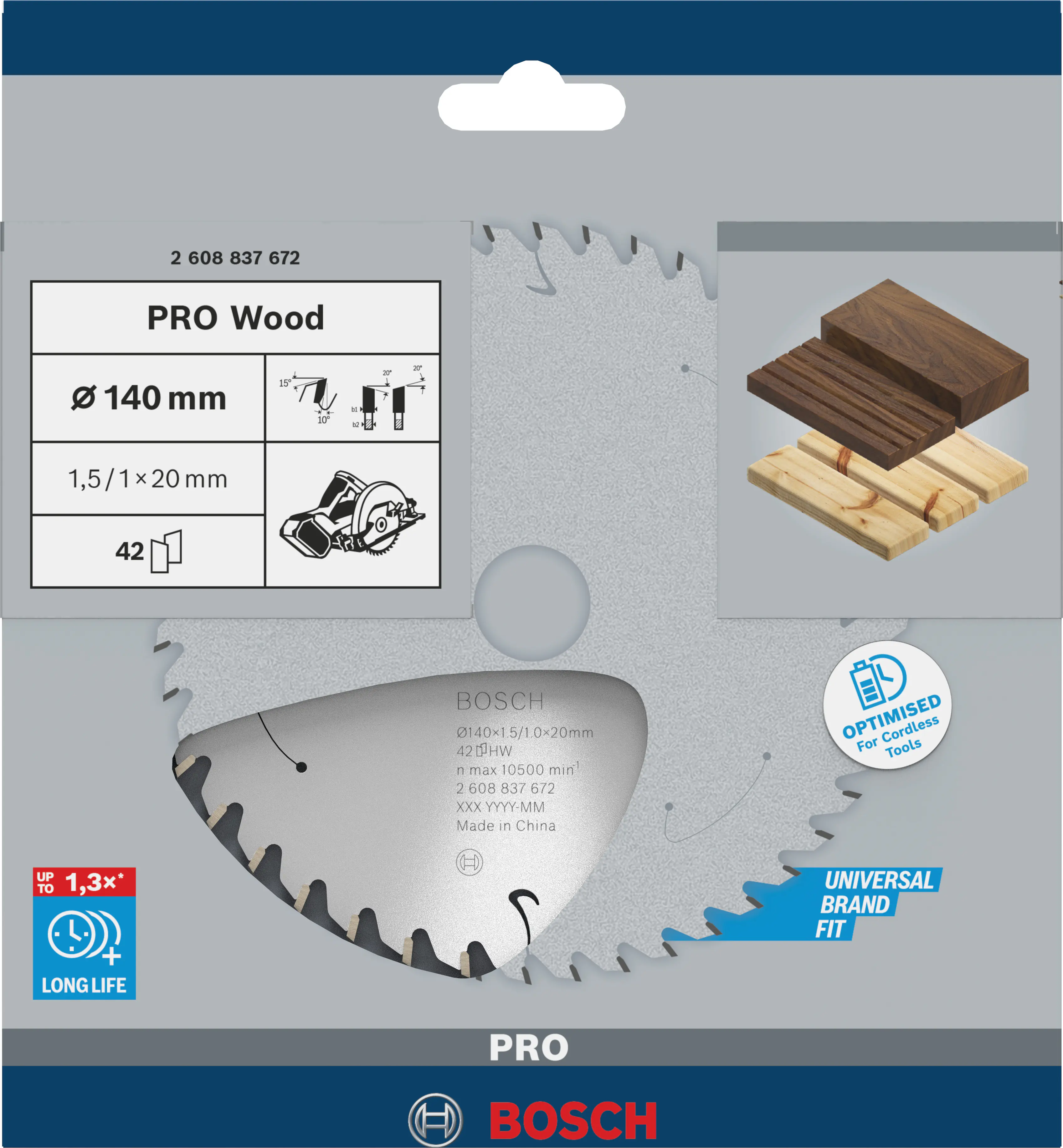 Bosch PRO Wood cordless Kreissägeblatt 140 x 1,5 x 20 mm T42