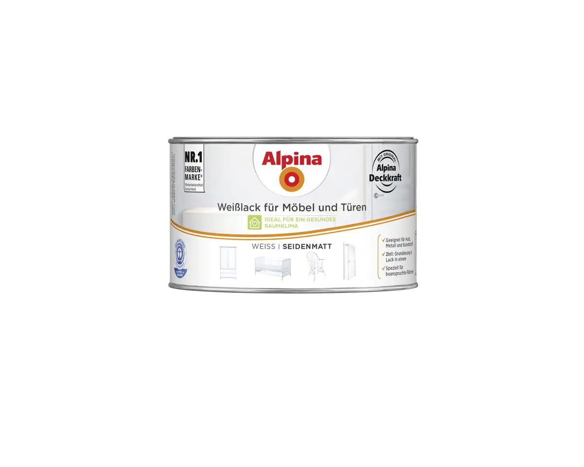Alpina Weißlack für Möbel & Türen 300 ml weiß seidenmatt