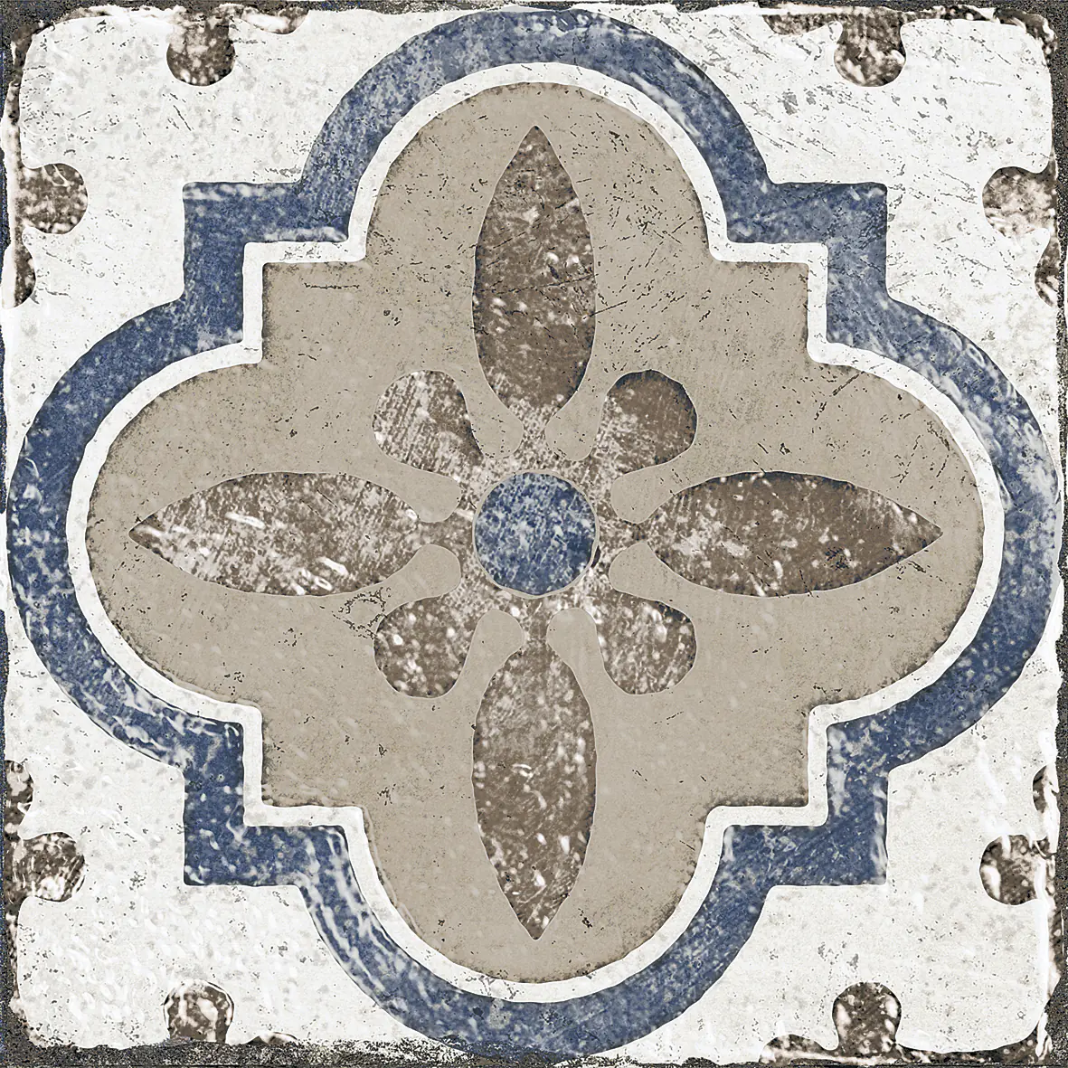 Bodenfliese Feinsteinzeug Marrakesh 20 x 20 cm blau-beige