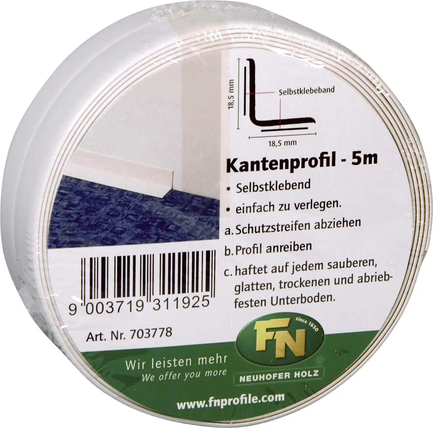 FN Neuhofer Knickwinkelleiste 500 cm 18,5 x 18,5 mm weiß