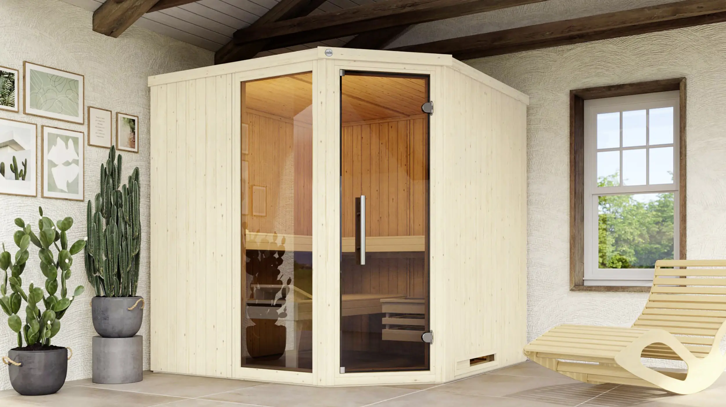 Weka Sauna Varberg 3 mit Glastür & Fenster 3,69 m²