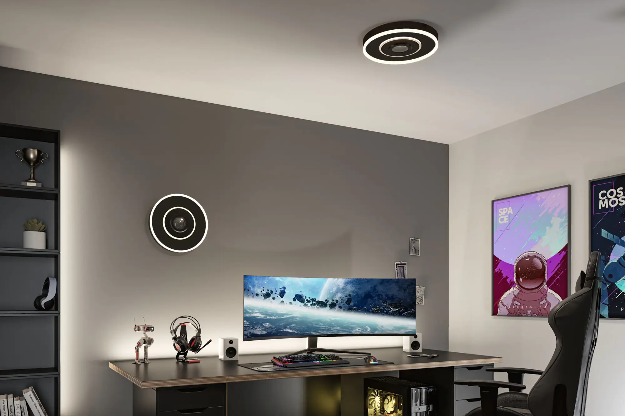 Paulmann LED Deckenleuchte Spaceglow Four schwarz matt Ø 39 cm RGBW