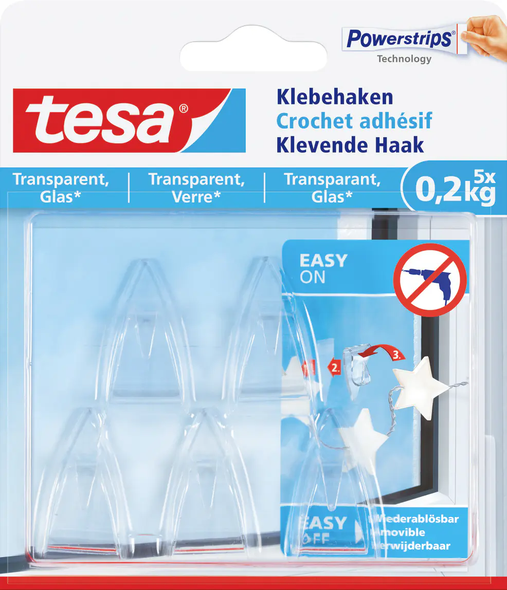 tesa Klebehaken Traglast 200 g, 5 Stück