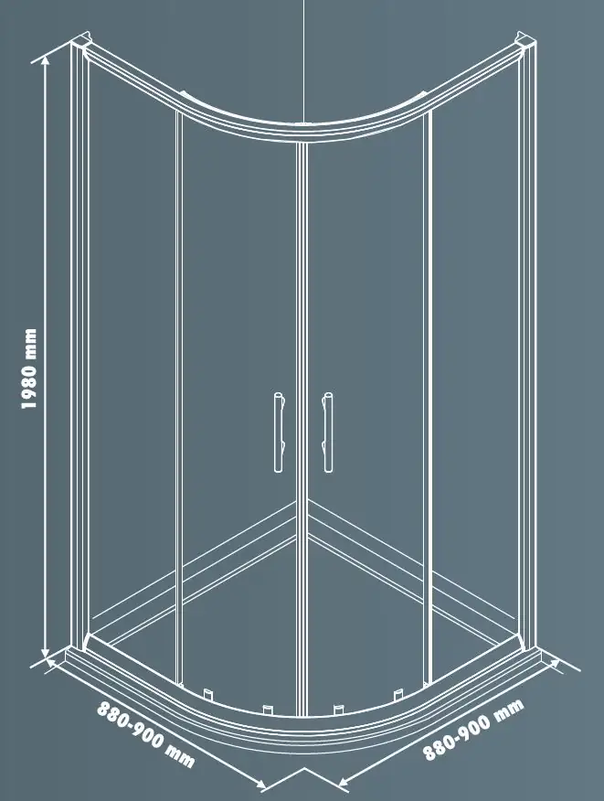 Primaster Runddusche Easy-6 Schiebetür 90 x 90 cm Klarglas chrom