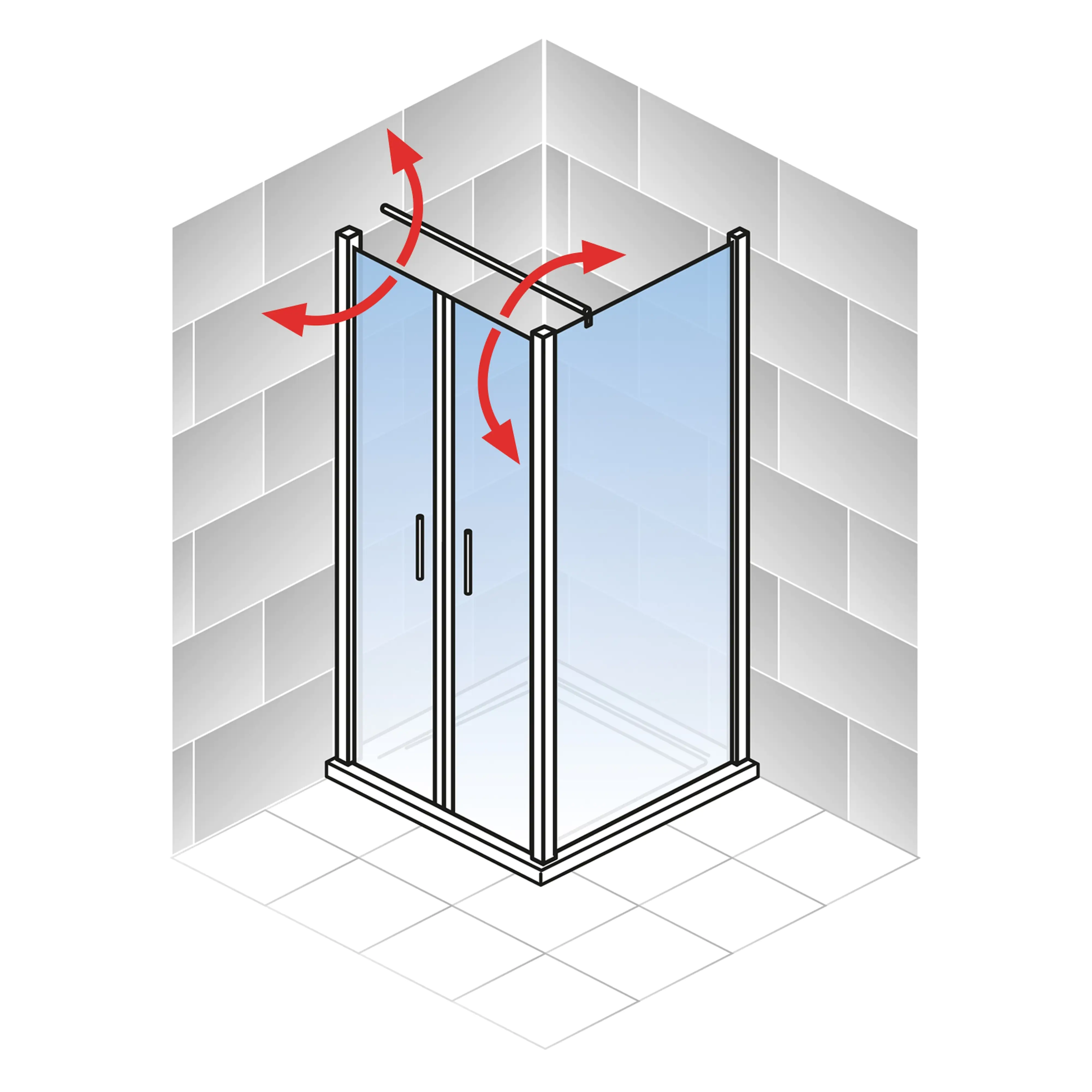Schulte Pendeltür und Seitenwand rechts 80 x 80 x 200 cm Garant 2.0 mattschwarz Türanschlag links