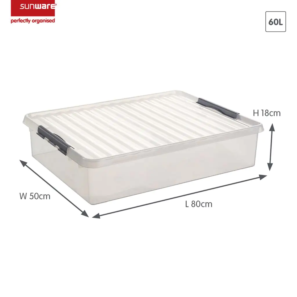 Sunware Bettbox Q-Line 60L transparent 80 x 50 x 18 cm