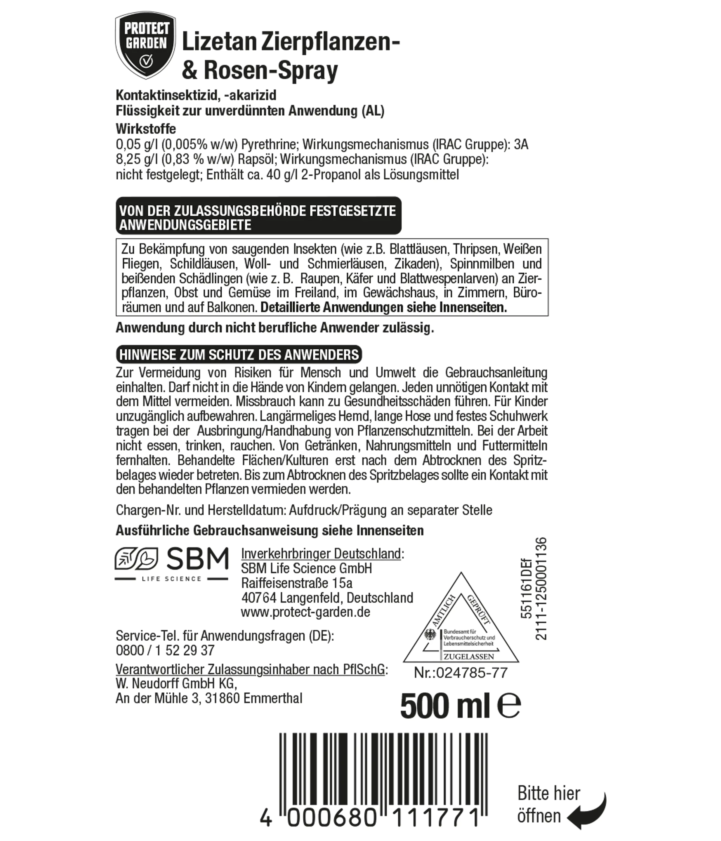 Protect Garden Lizetan Zierpflanzen- & Rosen-Spray AF 500 ml