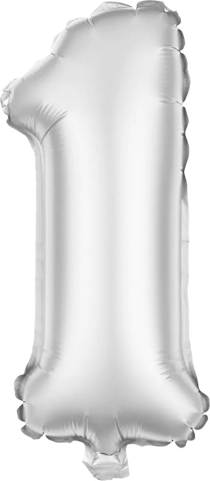 Folienballon Zahl 1 silber 100 cm