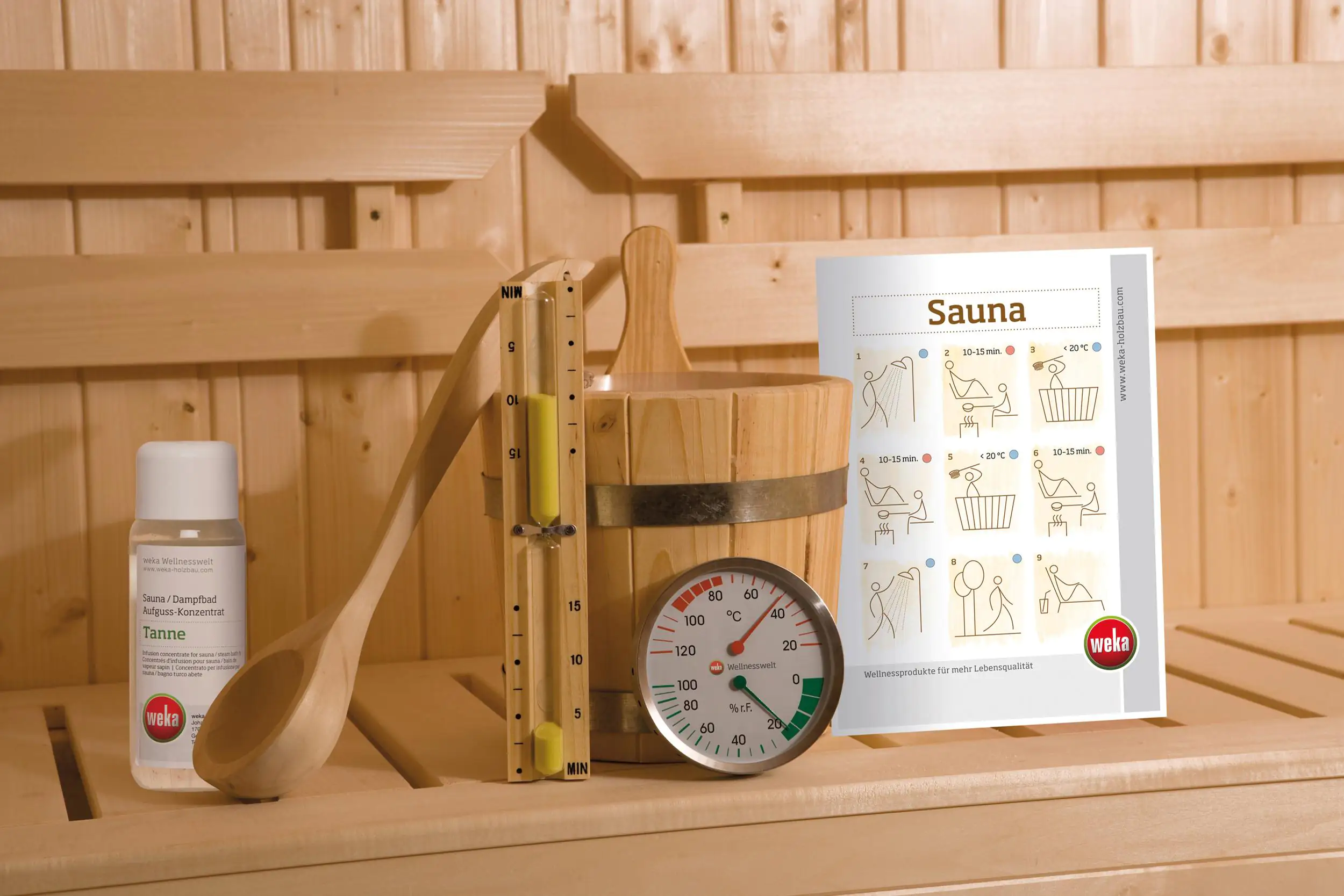 Weka Massivholzsauna Valida Eck 1 Sparset mit Saunaofen
