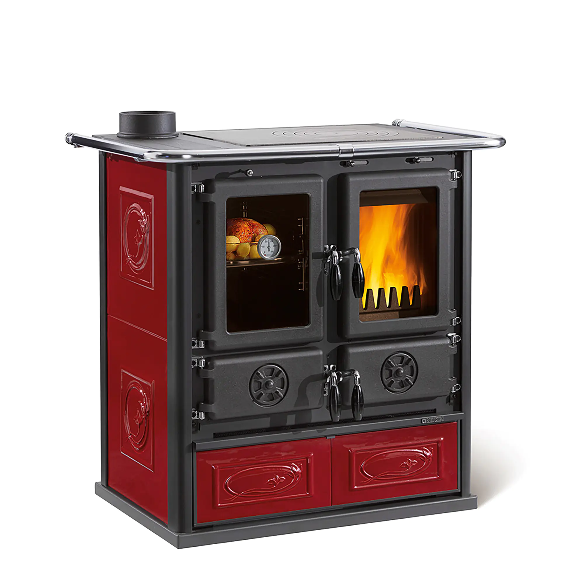 LaNordica Küchenherd ROSETTA Sinistra Kachelverkleidung bordeaux 72 kW