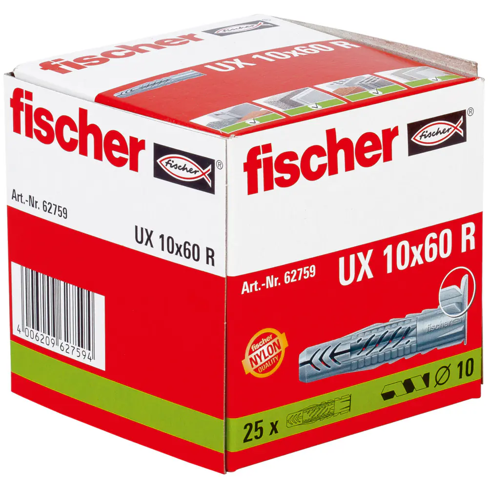 Fischer Universaldübel UX 10.0 x 60 mm - 25 Stück