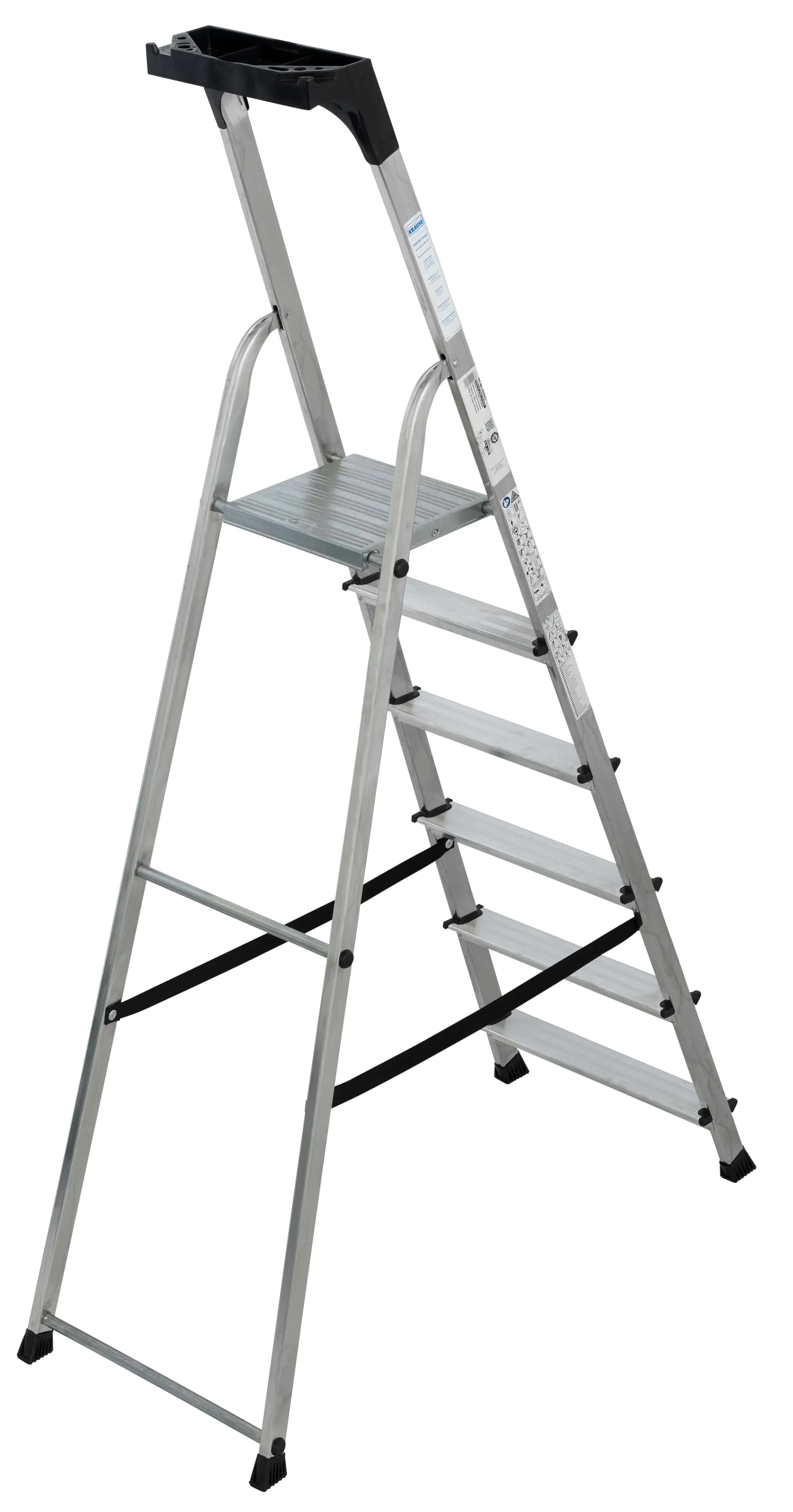 Krause Aluminium Stufen-Stehleiter CORDA 6 Stufen mit Ablageschale 3,20 m