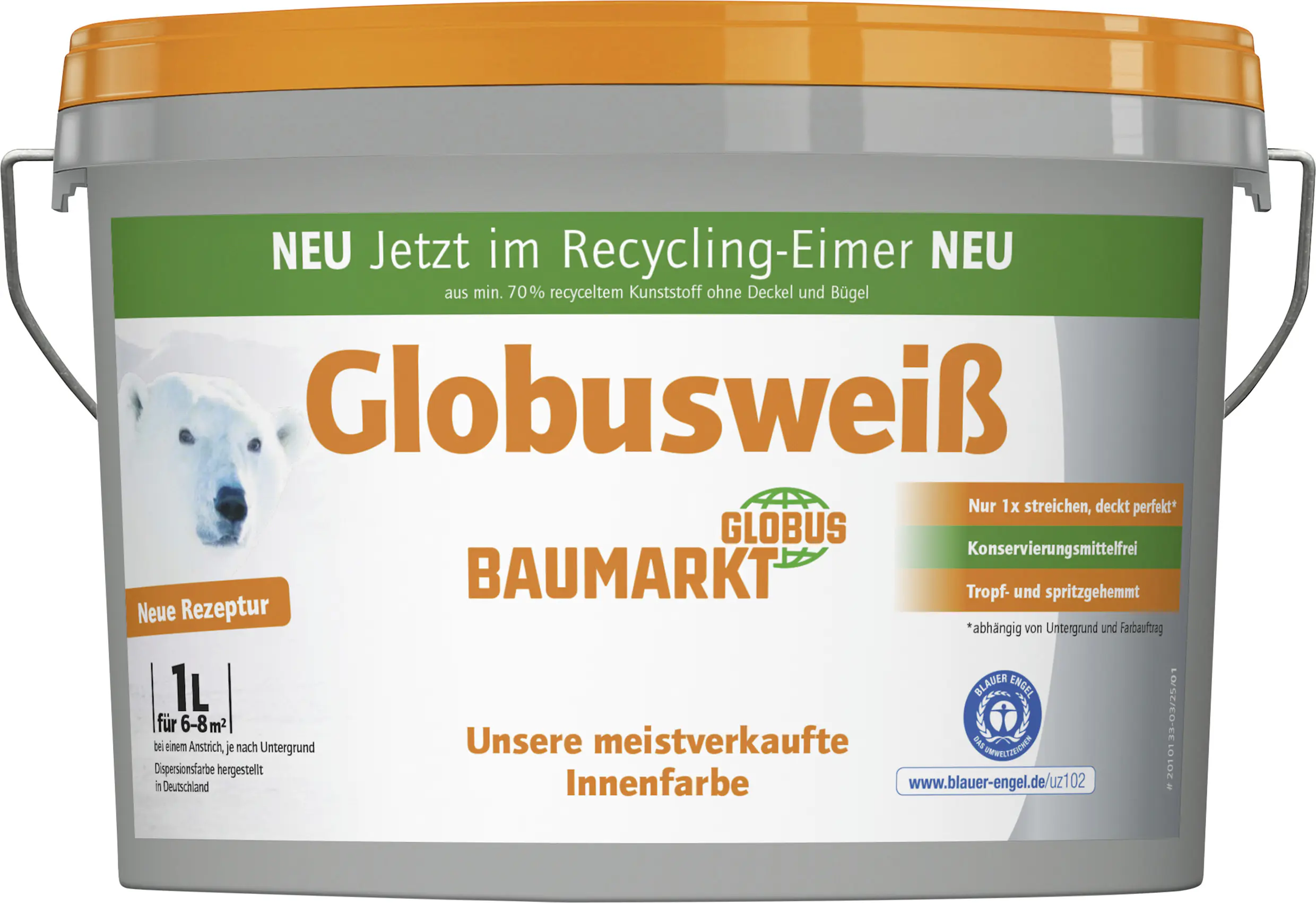 Globusweiß Wandfarbe weiß matt 1 L 