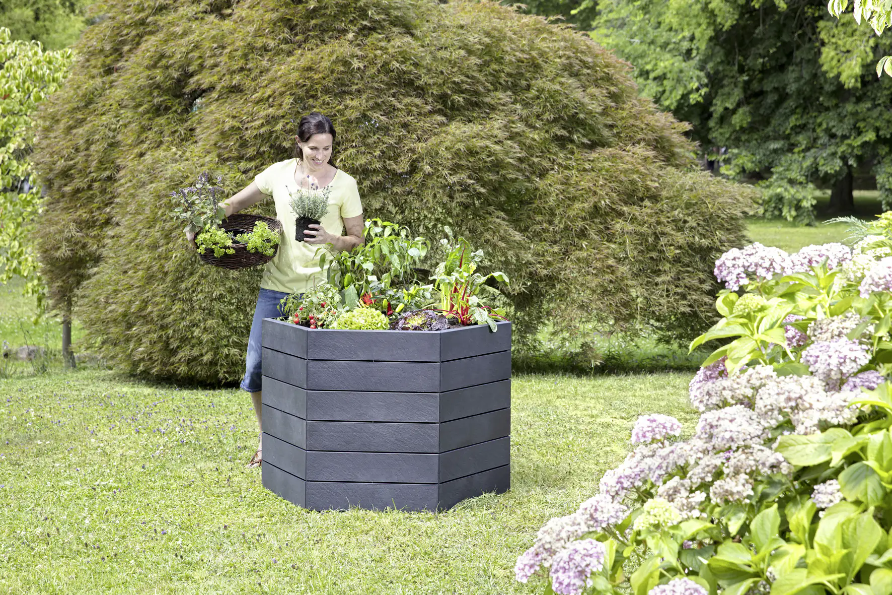 Garantia Hochbeet Ergo XL 75 125 x 145 x 75 cm, stone, Flora Wassersystem