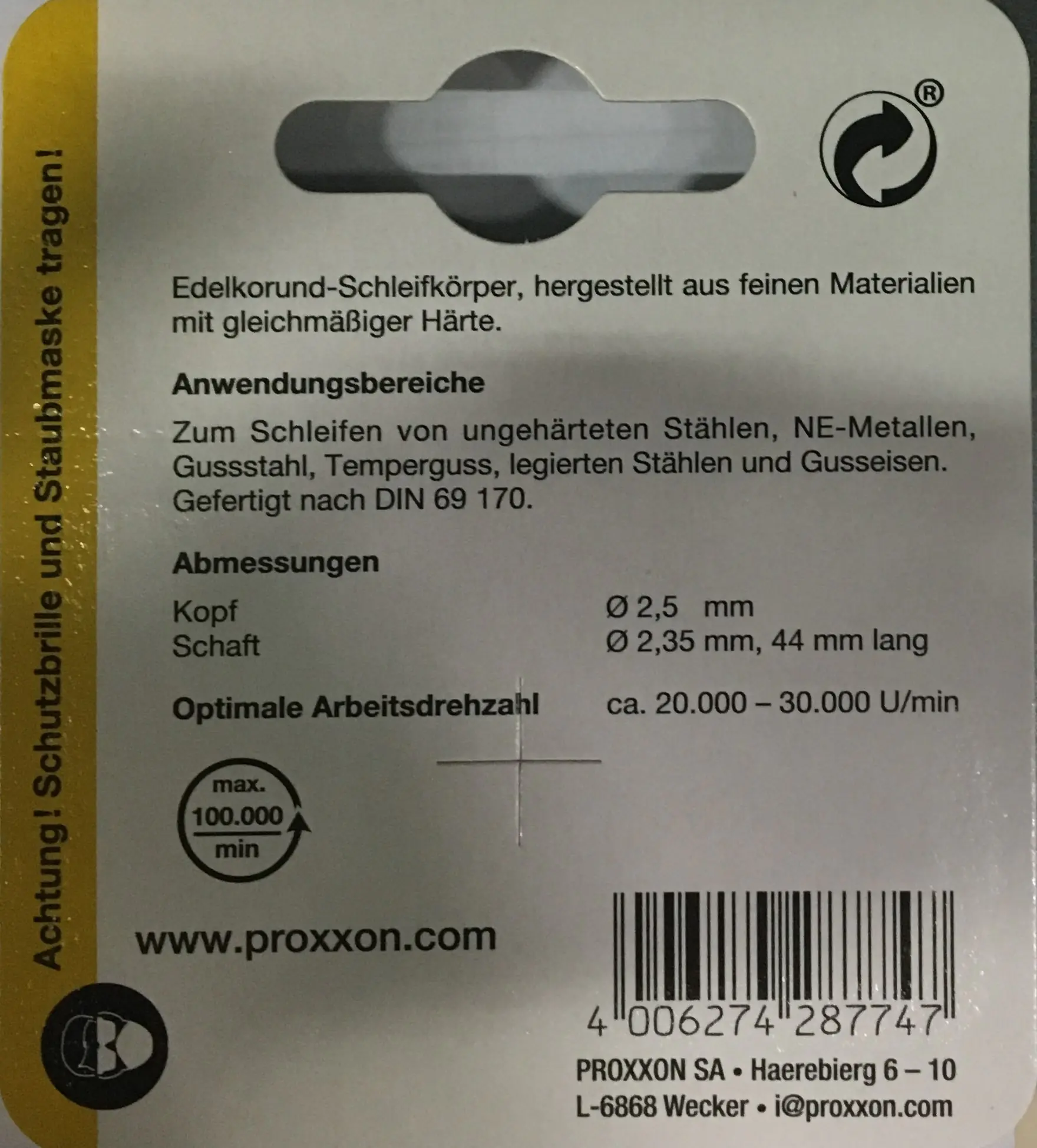 Proxxon Micromot Edelkorund-Schleifkörper 2,5 mm