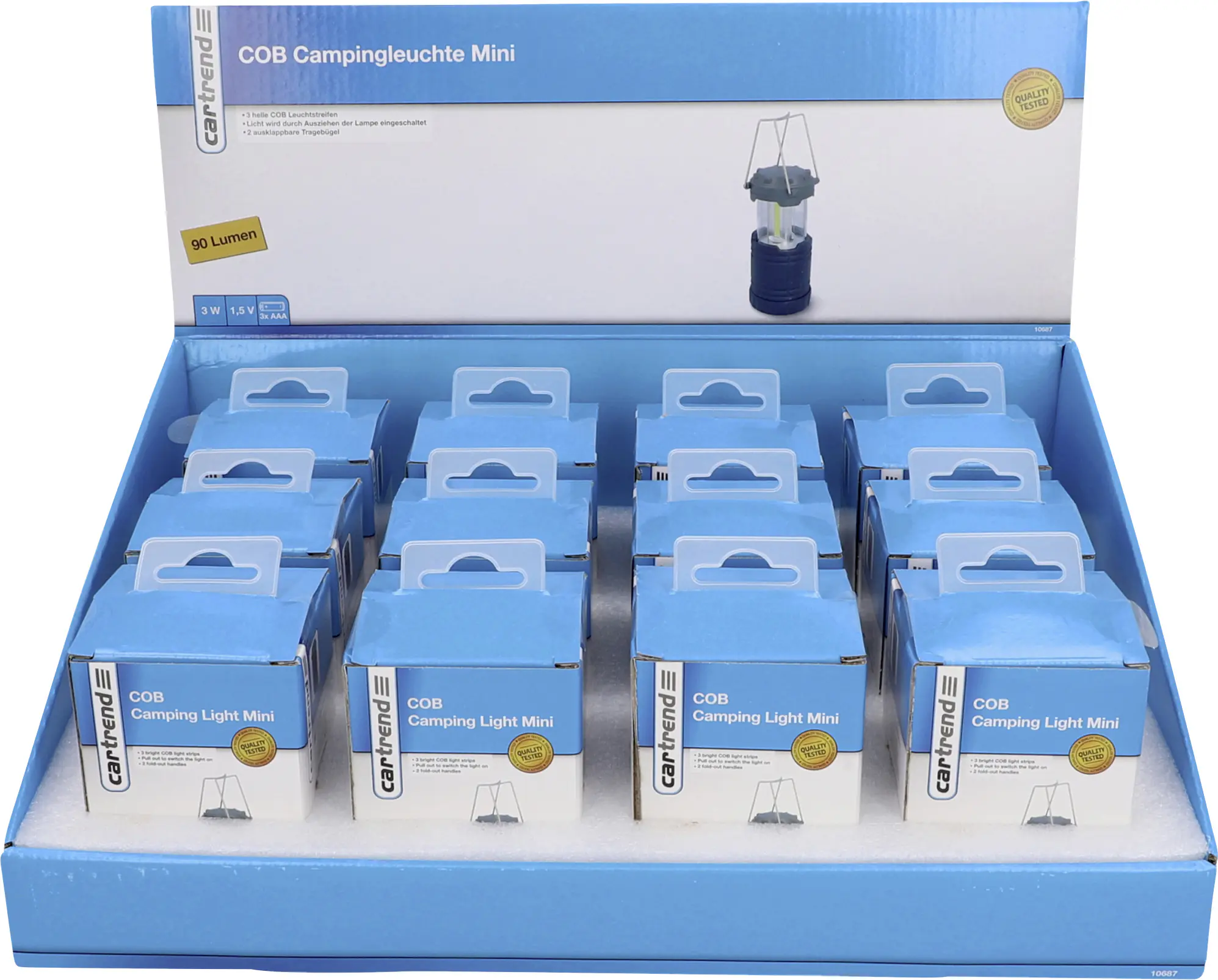 Cartrend COB Mini Campingleuchte ausziehbar 90 Lumen
