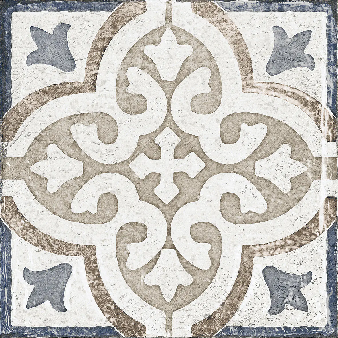 Bodenfliese Feinsteinzeug Marrakesh 20 x 20 cm blau-beige