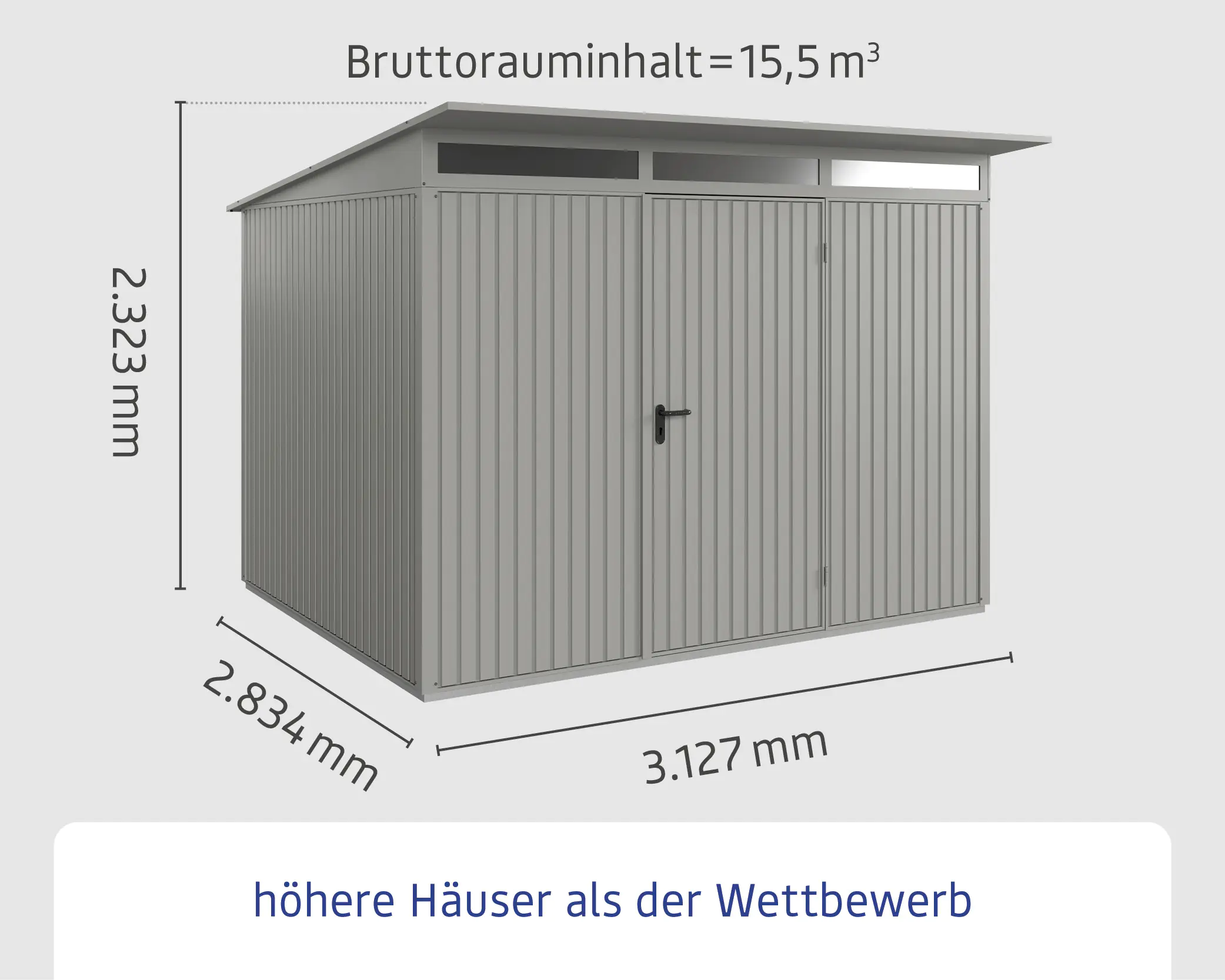 EcoStar Gerätehaus Trend-P Typ 3 graualuminium 312,7 x 283,4 x 232,3 cm