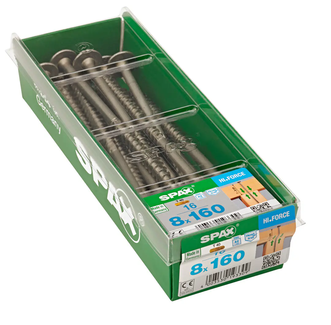 Spax Tellerkopfschrauben 8.0 x 160 mm TX 40 - 16 Stück Edelstahl
