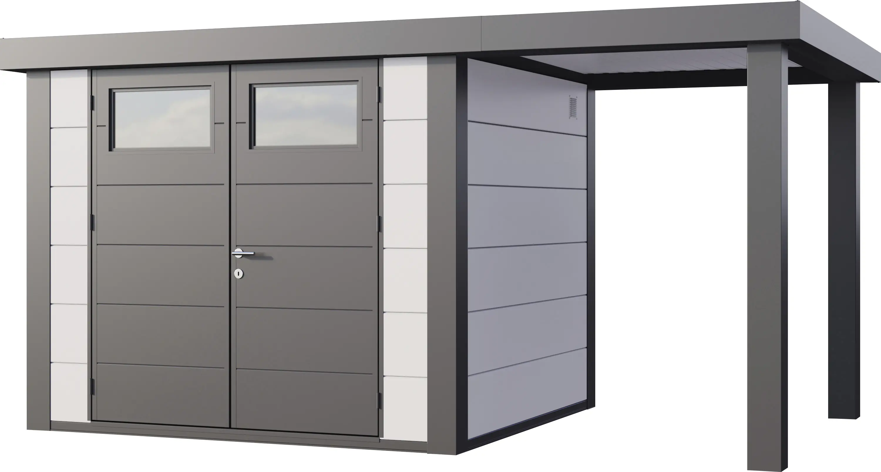 Telluria Gerätehaus Classico Open Lounge S 2724 rechts weiß 436 x 238 cm