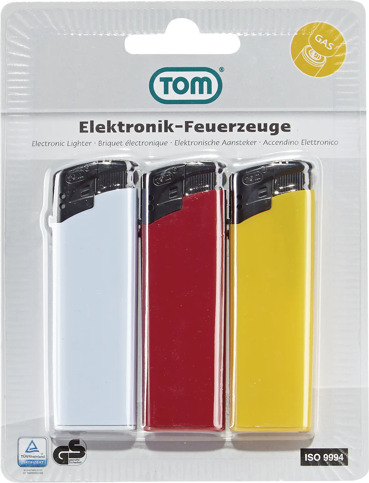 TOM Elektronik-Feuerzeuge 3er Blister