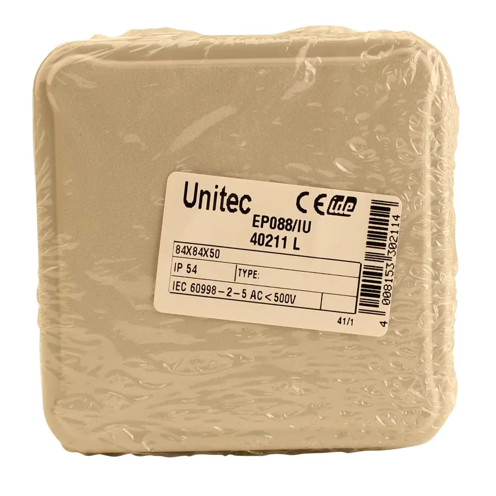 Aufputz- Abzweigdose IP54, 84 x 84 x 50 mm, grau