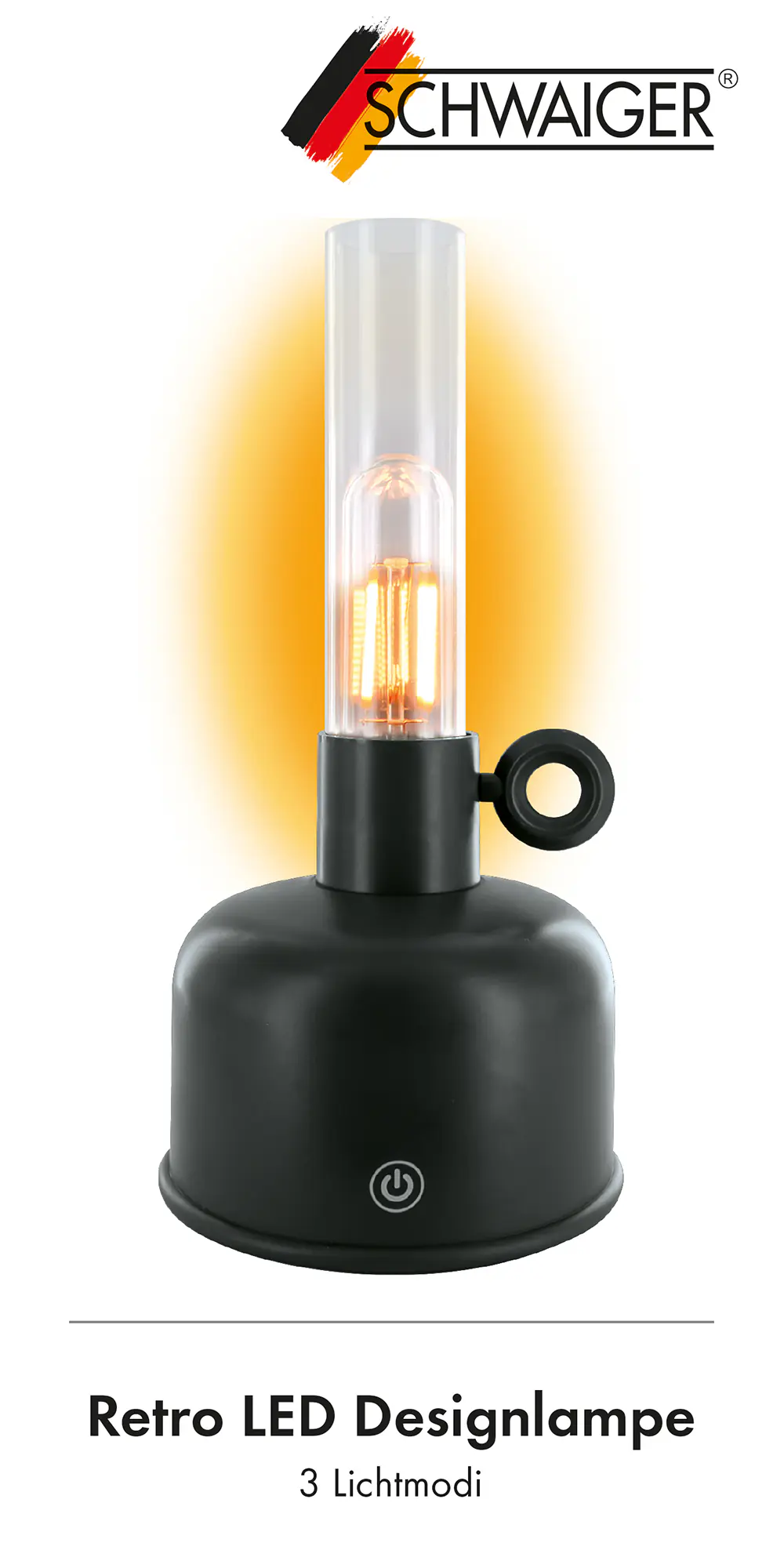 Schwaiger Akku LED Retro Tischlampe  TILA3803 schwarz