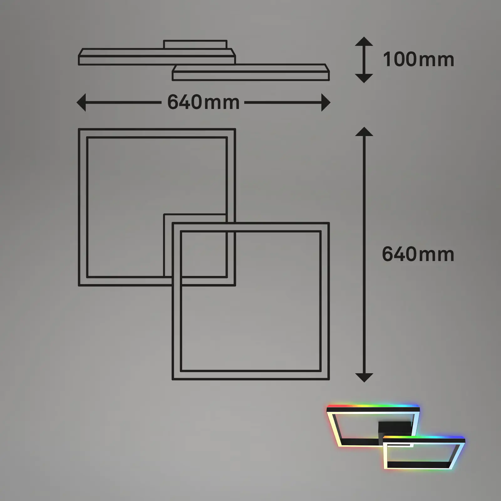 Briloner LED Deckenleuchte Frame Back 64 cm, schwarz, RGB CCT