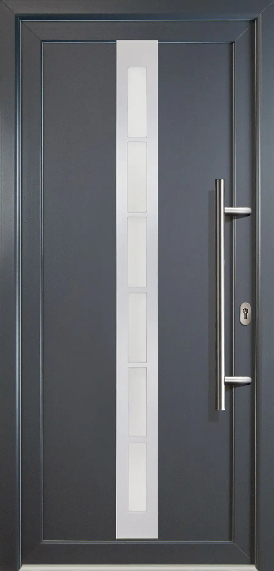 Meeth Haustür Signum PVC Exclusiv PVC Modell 38 88 x 200 cm, DIN rechts, weiß/titan