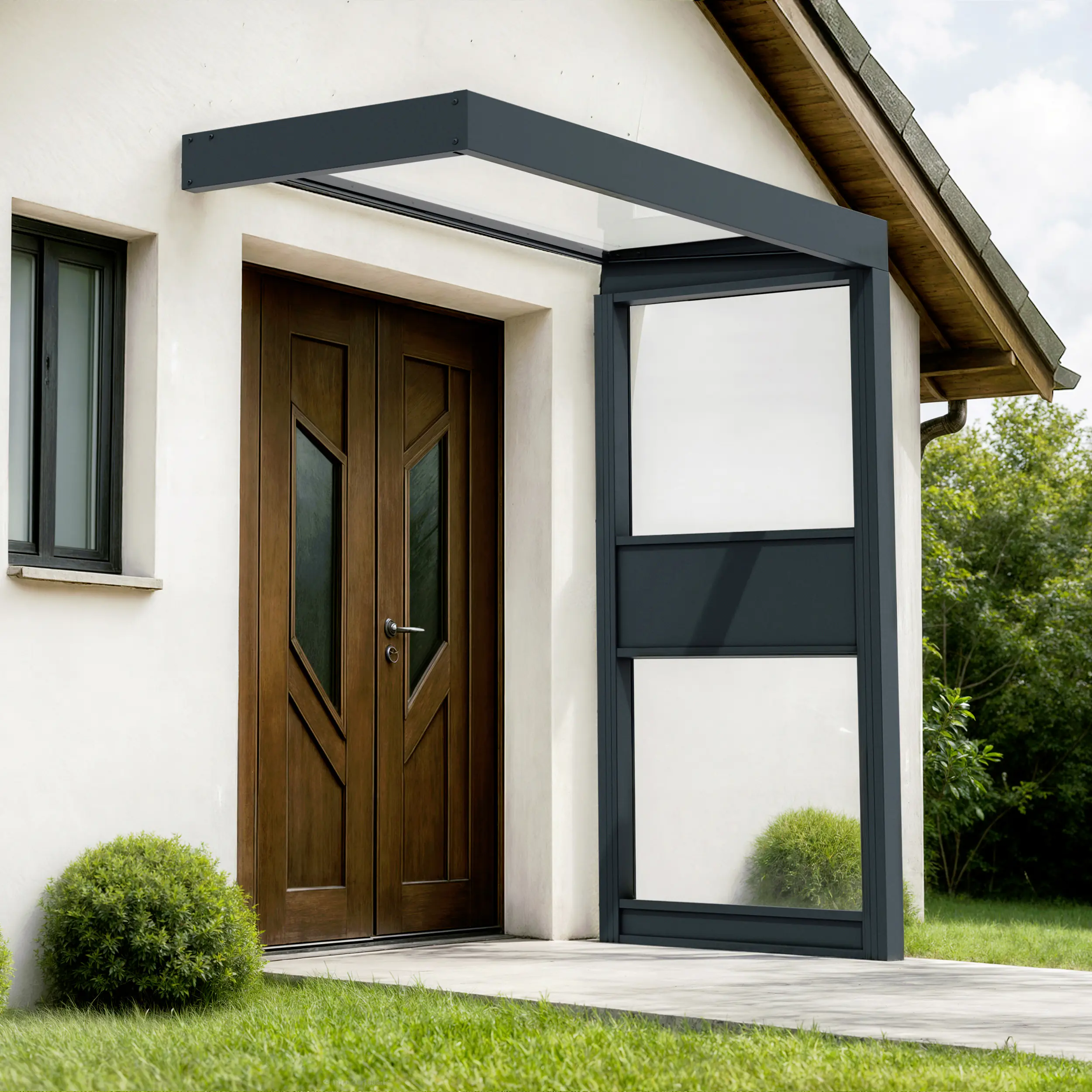 Canopia Vordach Sophia 215 x 95 cm Klar grau + Seitenteil