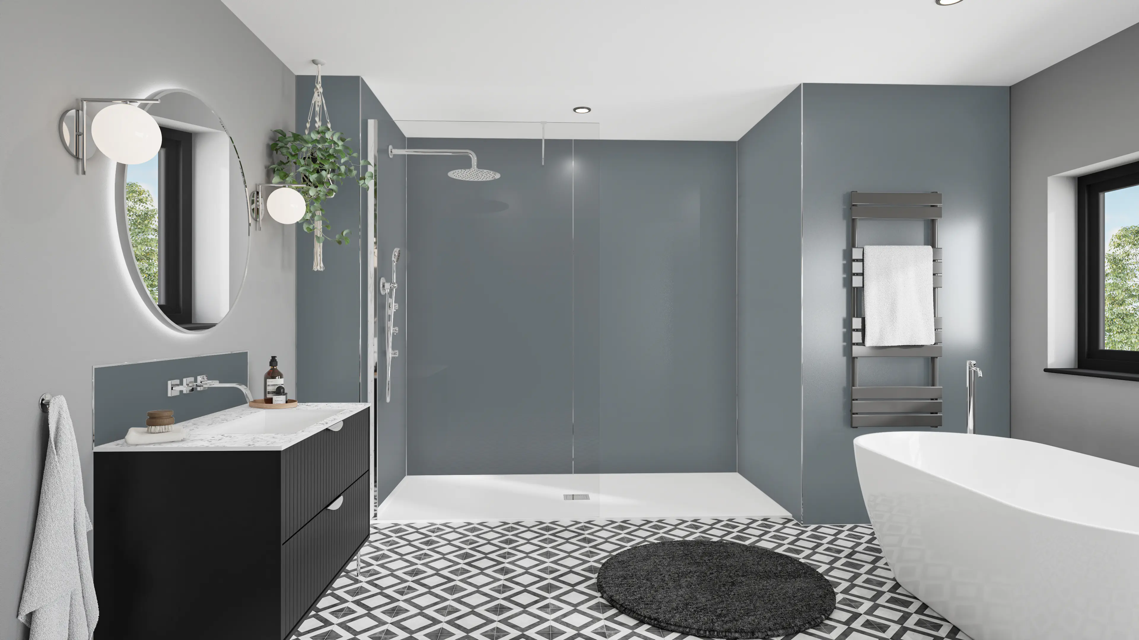 Wetwall Alloy Wandpaneel  Malibu Grey/Storm Blue 90 x 244 cm