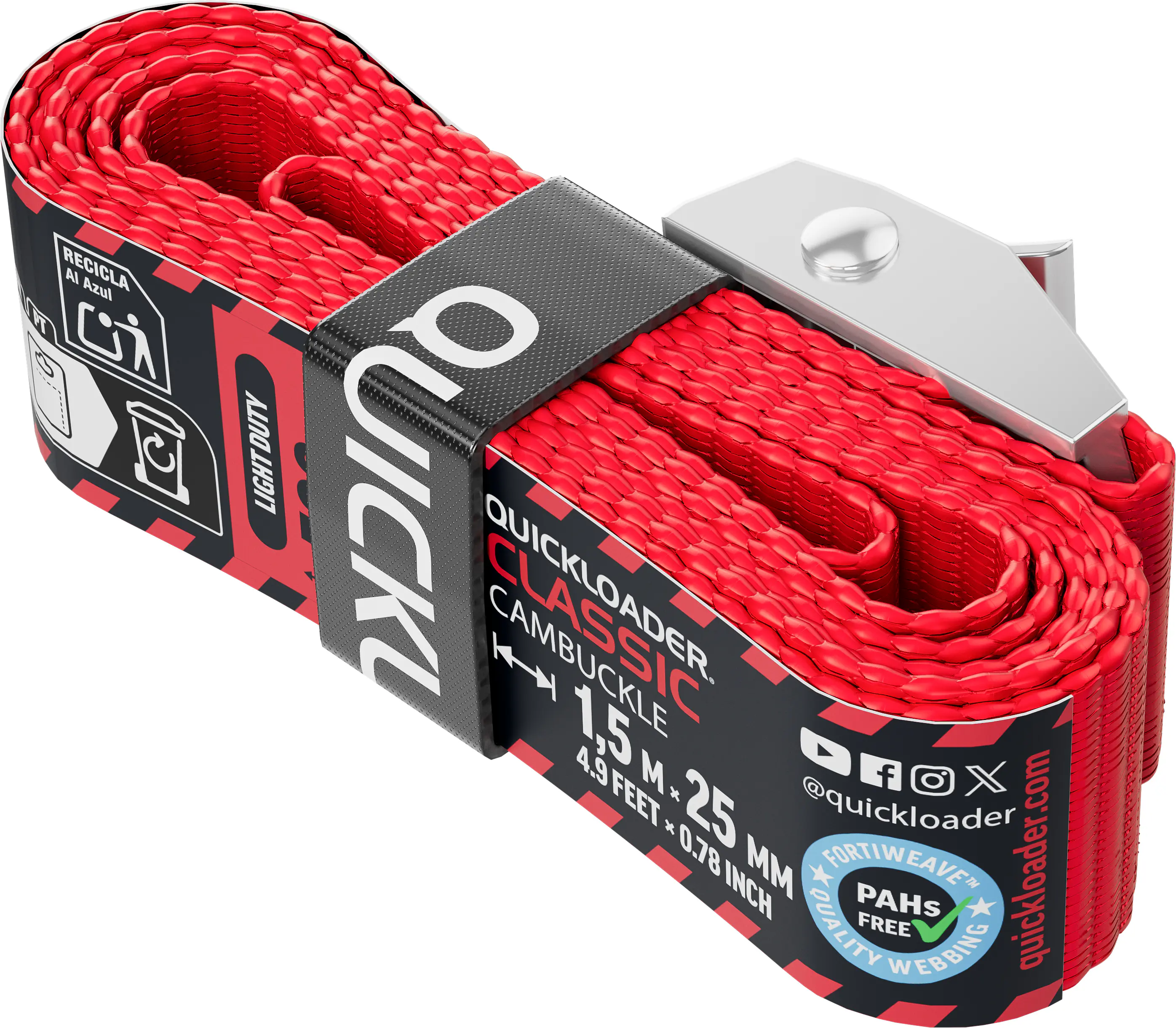 QUICKLOADER® Spanngurt Cambuckle 25 mm x 1,5 m 1 Stück rot