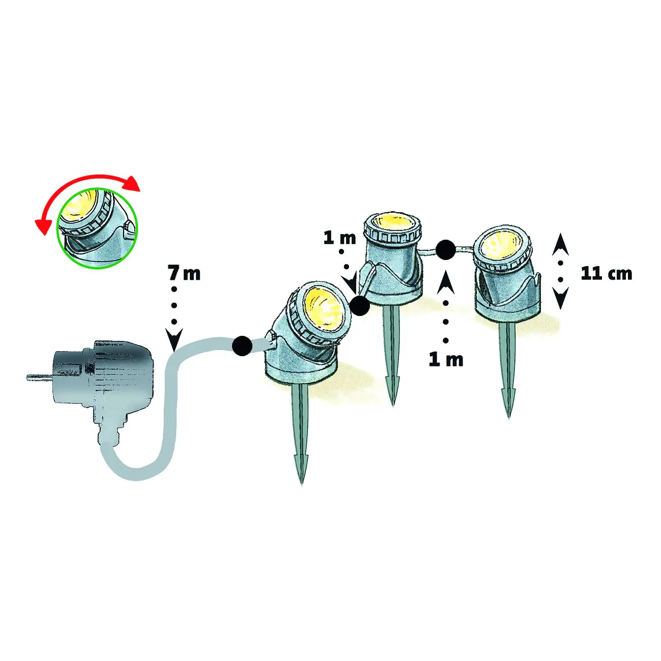 Heissner Teich- und Gartenlicht HighPower LED U403-T 3er Set