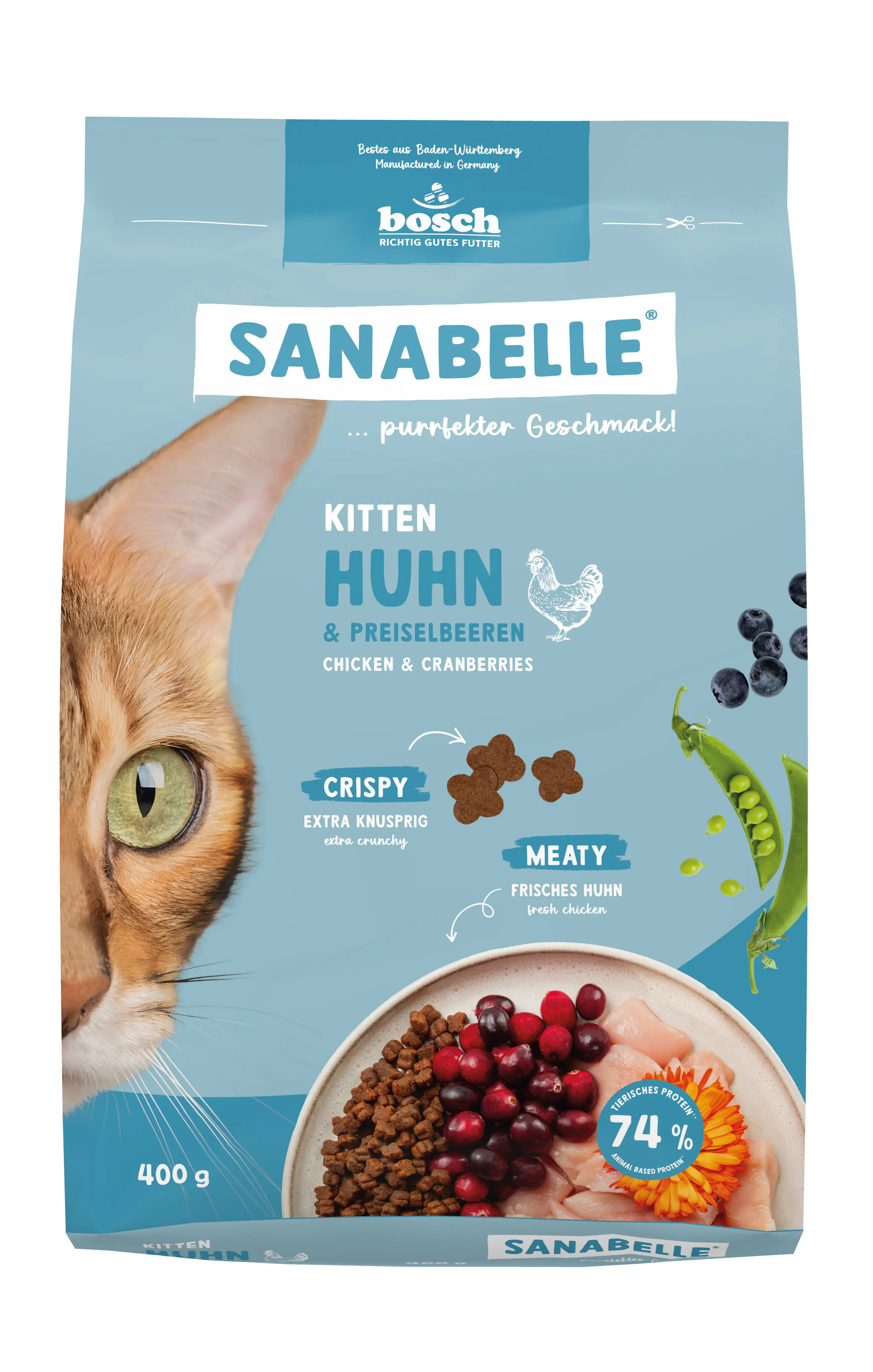 Sanabelle Katzentrockenfutter Kitten mit Huhn & Preiselbeeren für Kätzchen 400 g