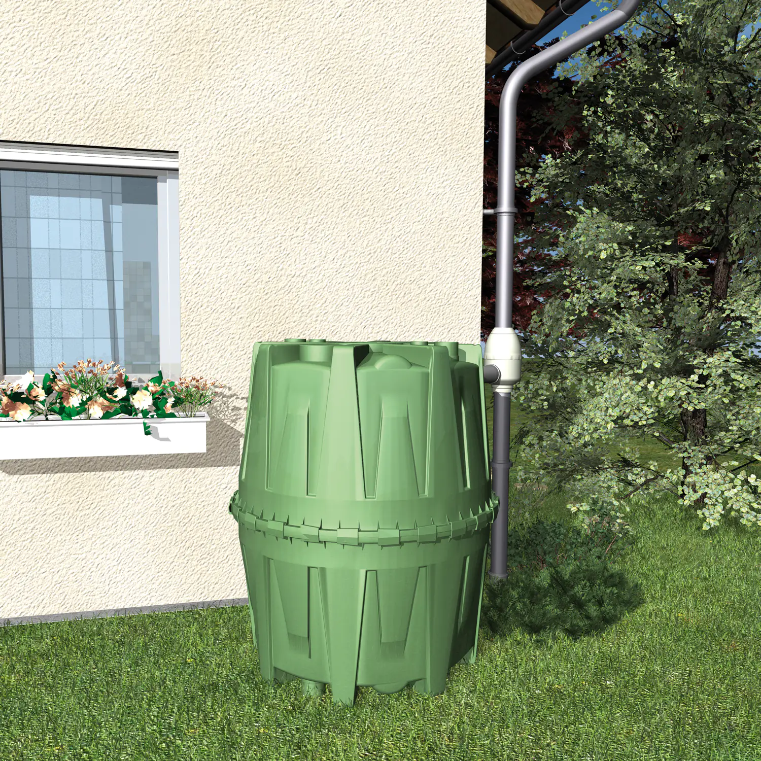 4rain Regenwasser Tank-Set Herkules 3.200 l, grün