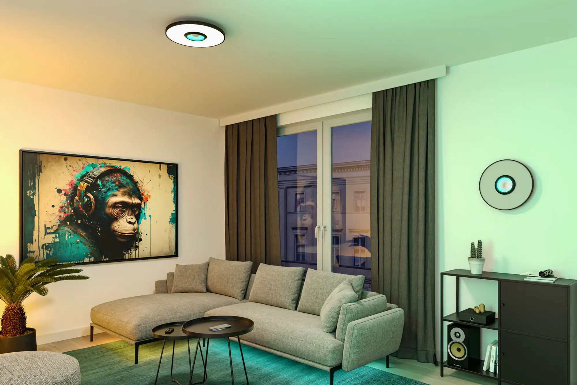 Paulmann LED Deckenleuchte Spaceglow Three schwarz matt Ø 40 cm RGBW