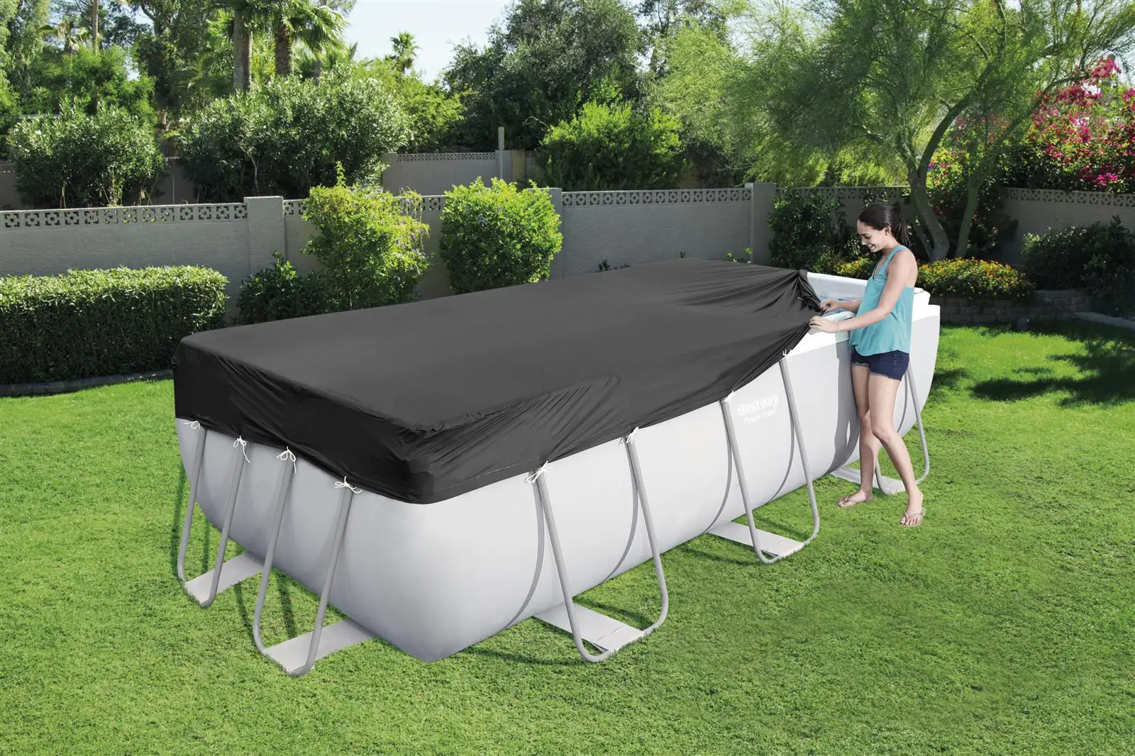 Bestway PVC Poolabdeckung eckig 3,96 x 1,85 m