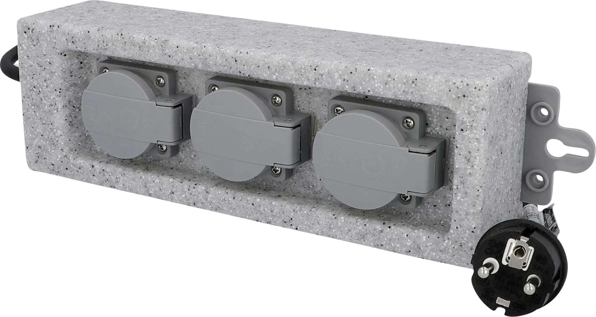 Unitec Steckdosenleiste 3-fach 1,5m für Außen, granitoptik