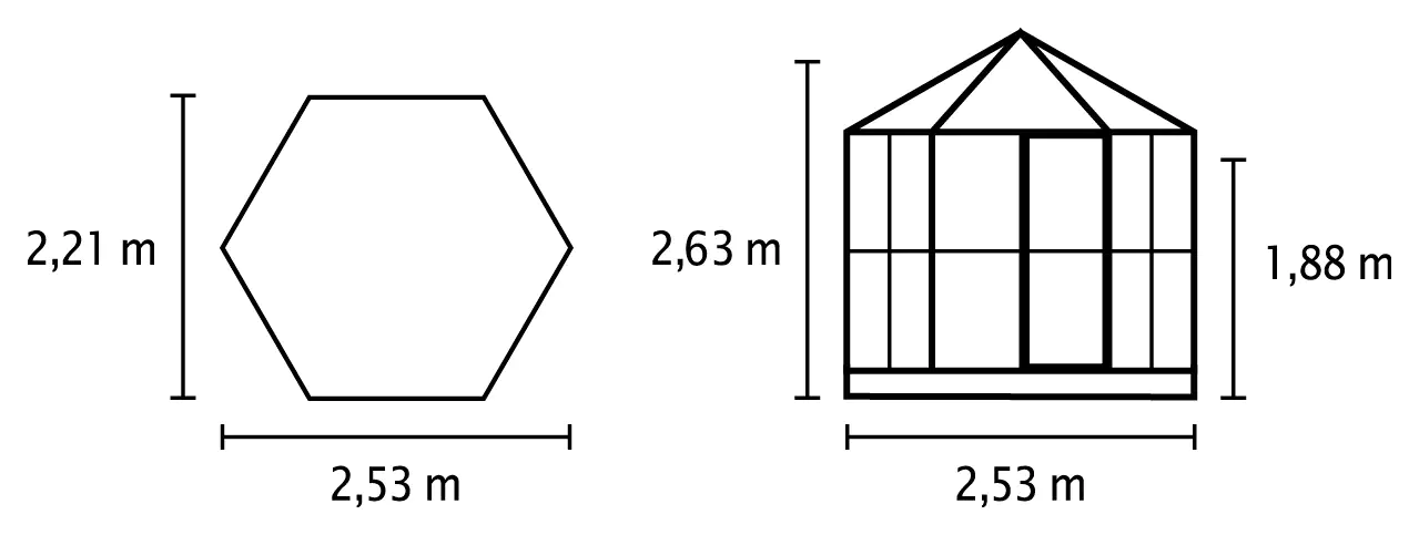 Vitavia Gewächshaus Juno 4500 253 x 221 cm 3 mm ESG