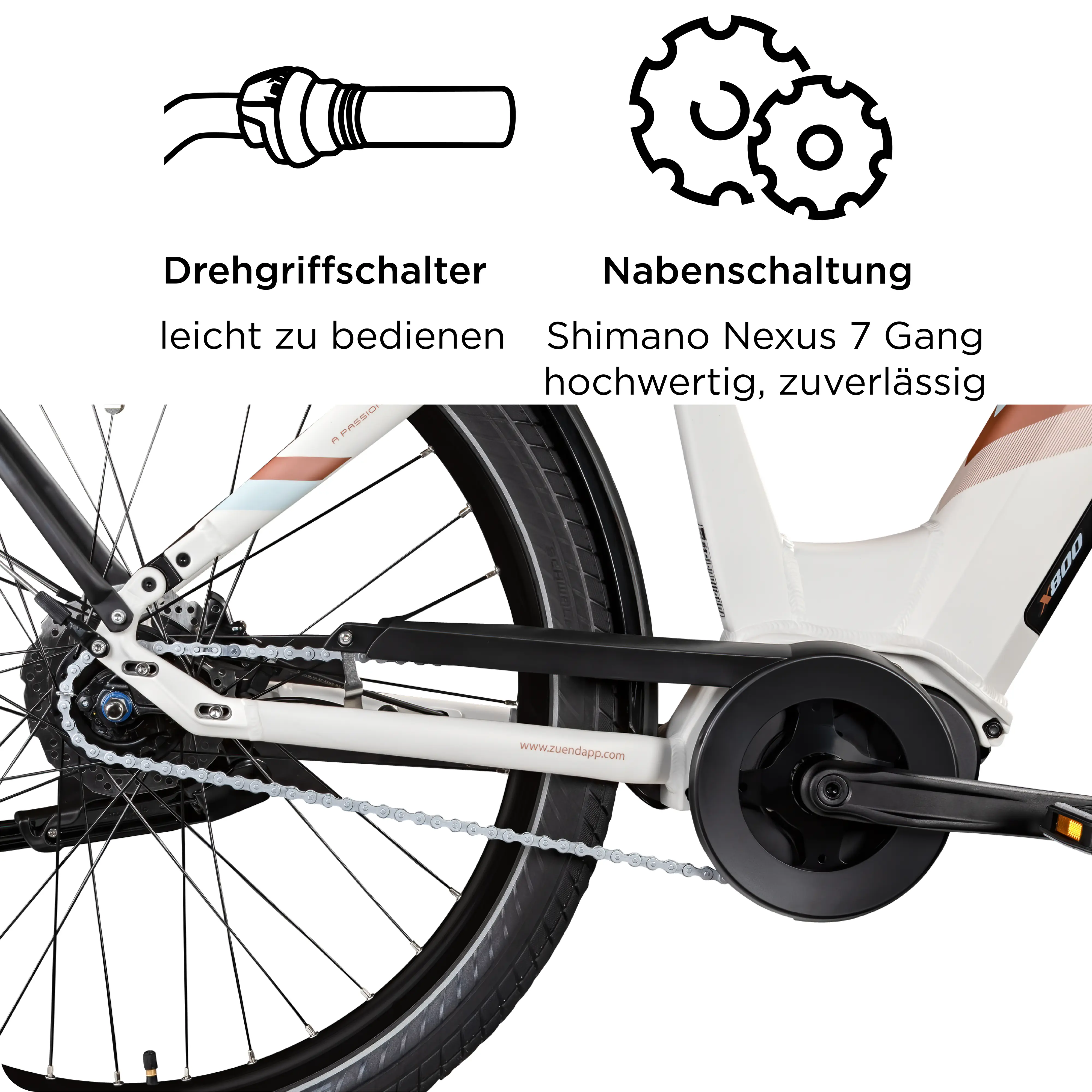 Zündapp E-Bike City X800 27,5 Zoll 7-Gang 550 Wh antique white 