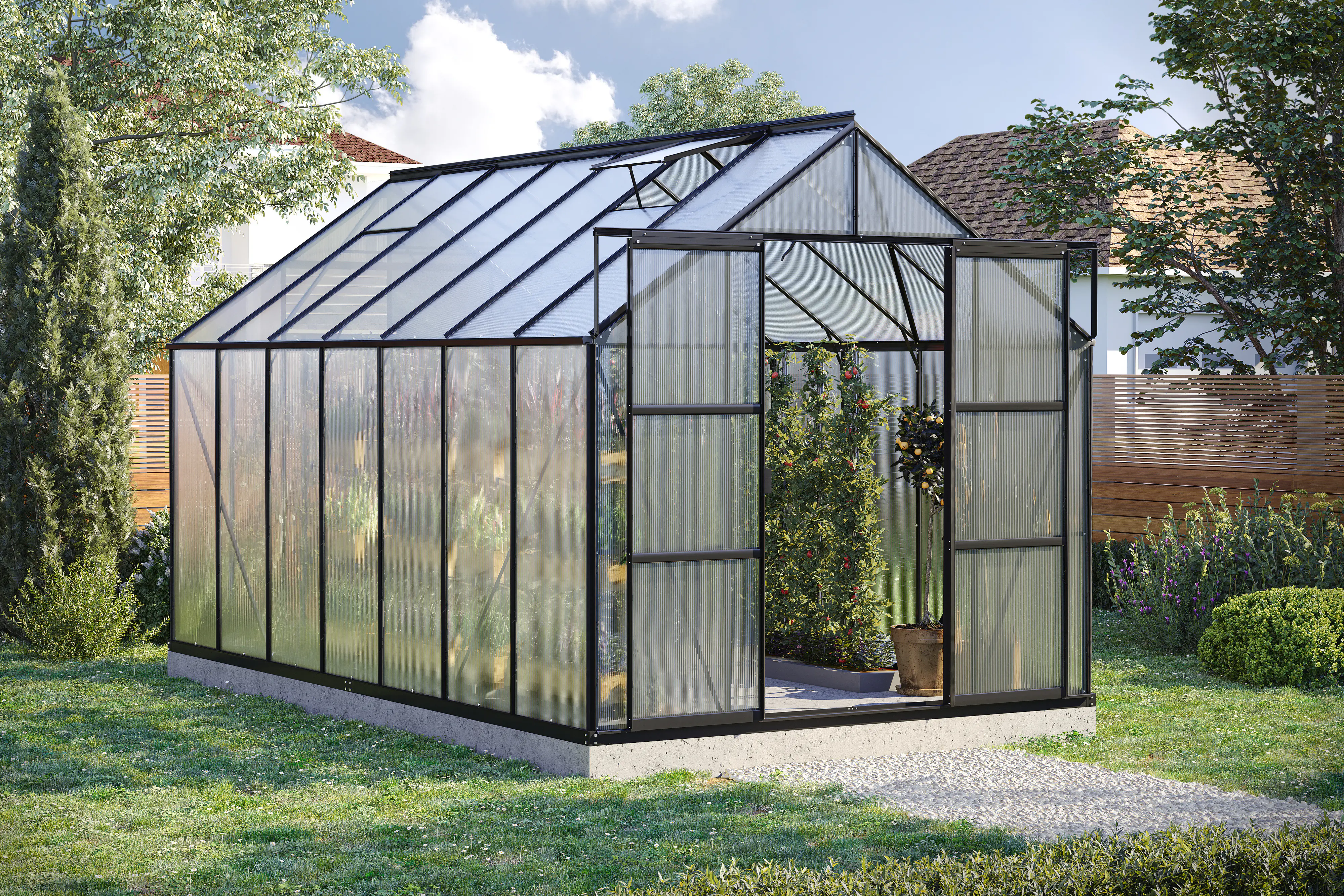 Vitavia Gewächshaus-Set Uranus 11500 HKP 6 mm schwarz 254 x 441 cm 