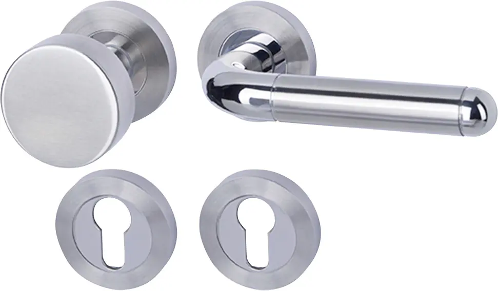 Alpertec Türgriff-Garnitur Solid 4 für Wohnungstüren PZ silber Ø 52 mm rechts
