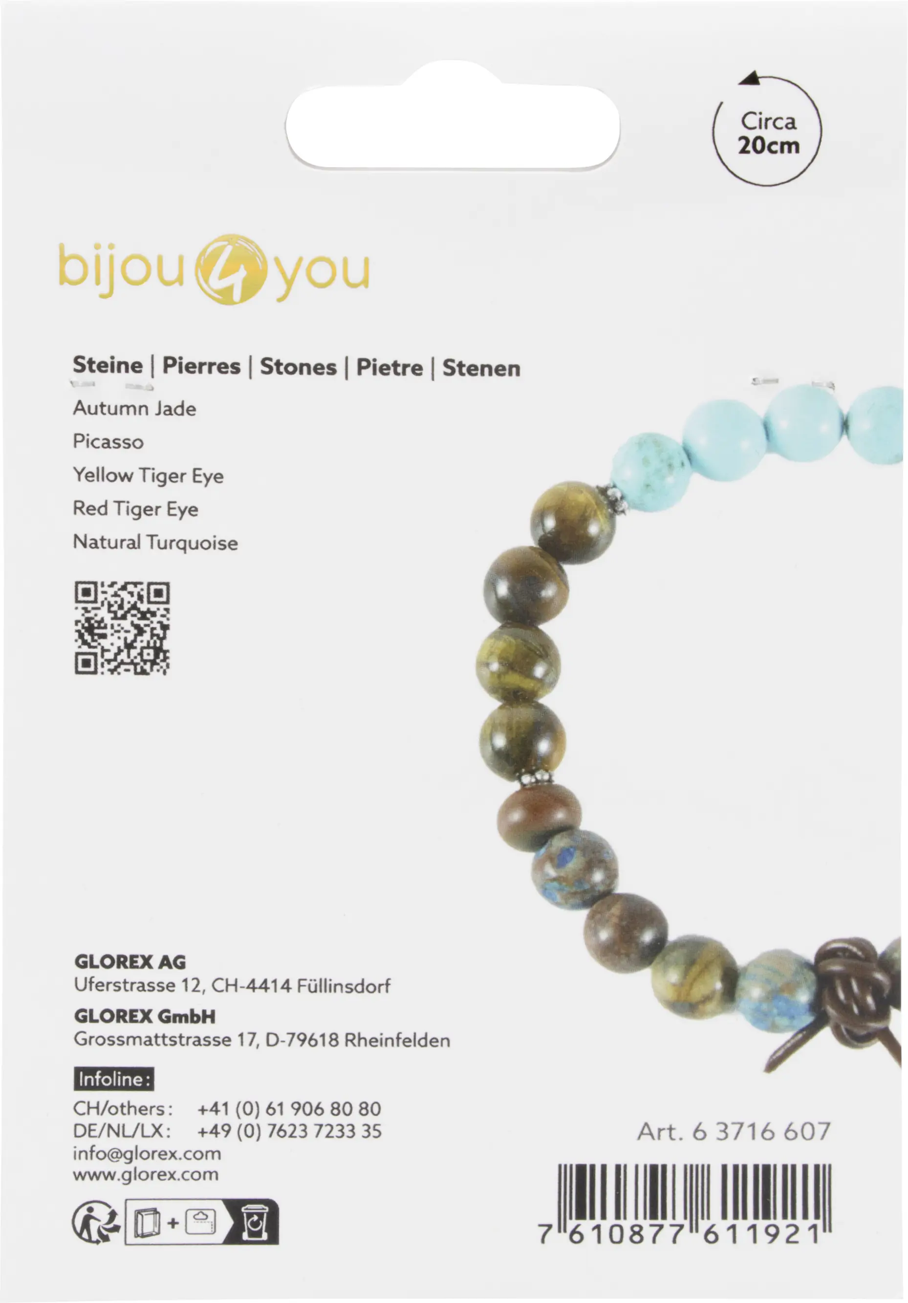 Glorex Armband Naturstein DIY braun-blau 8 mm
