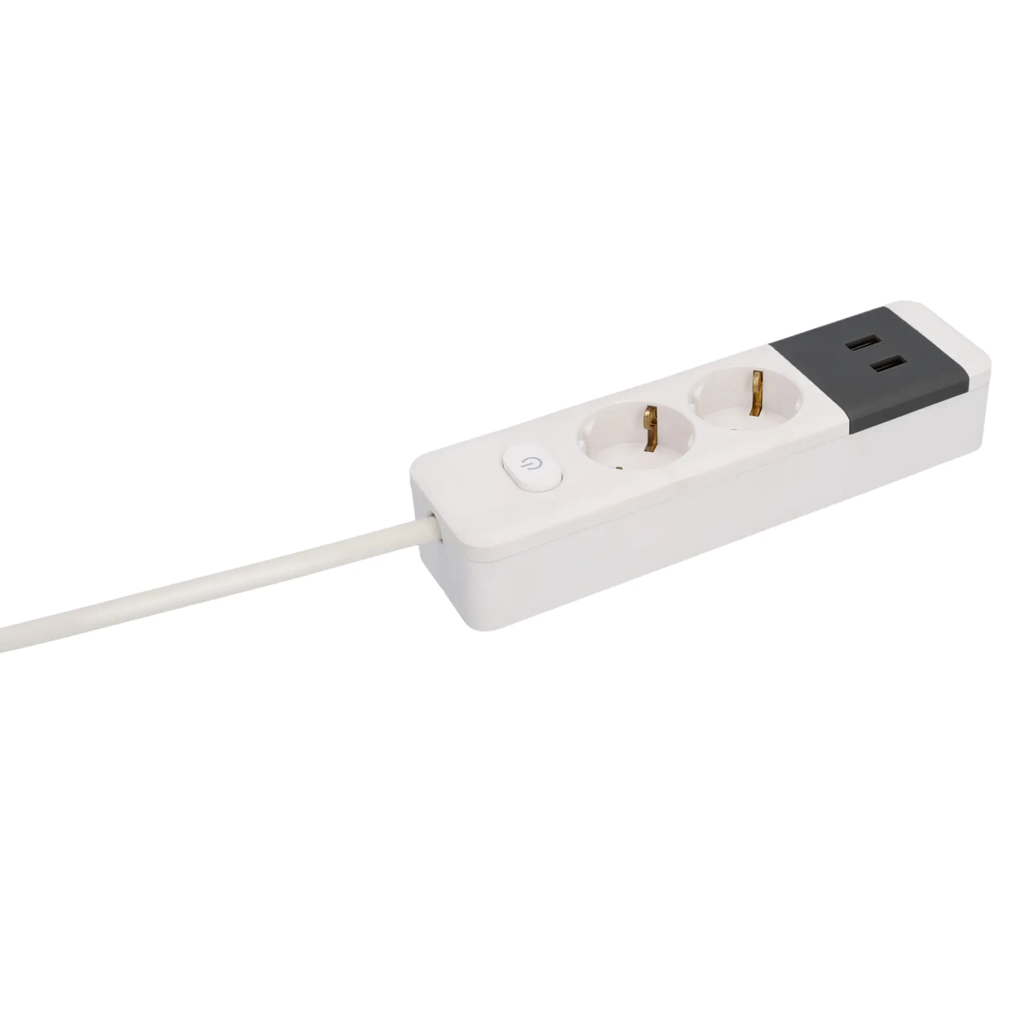 Unitec Tischsteckdose 2-fach, 2x USB 1,4 m mit Schalter, weiß/anthrazit